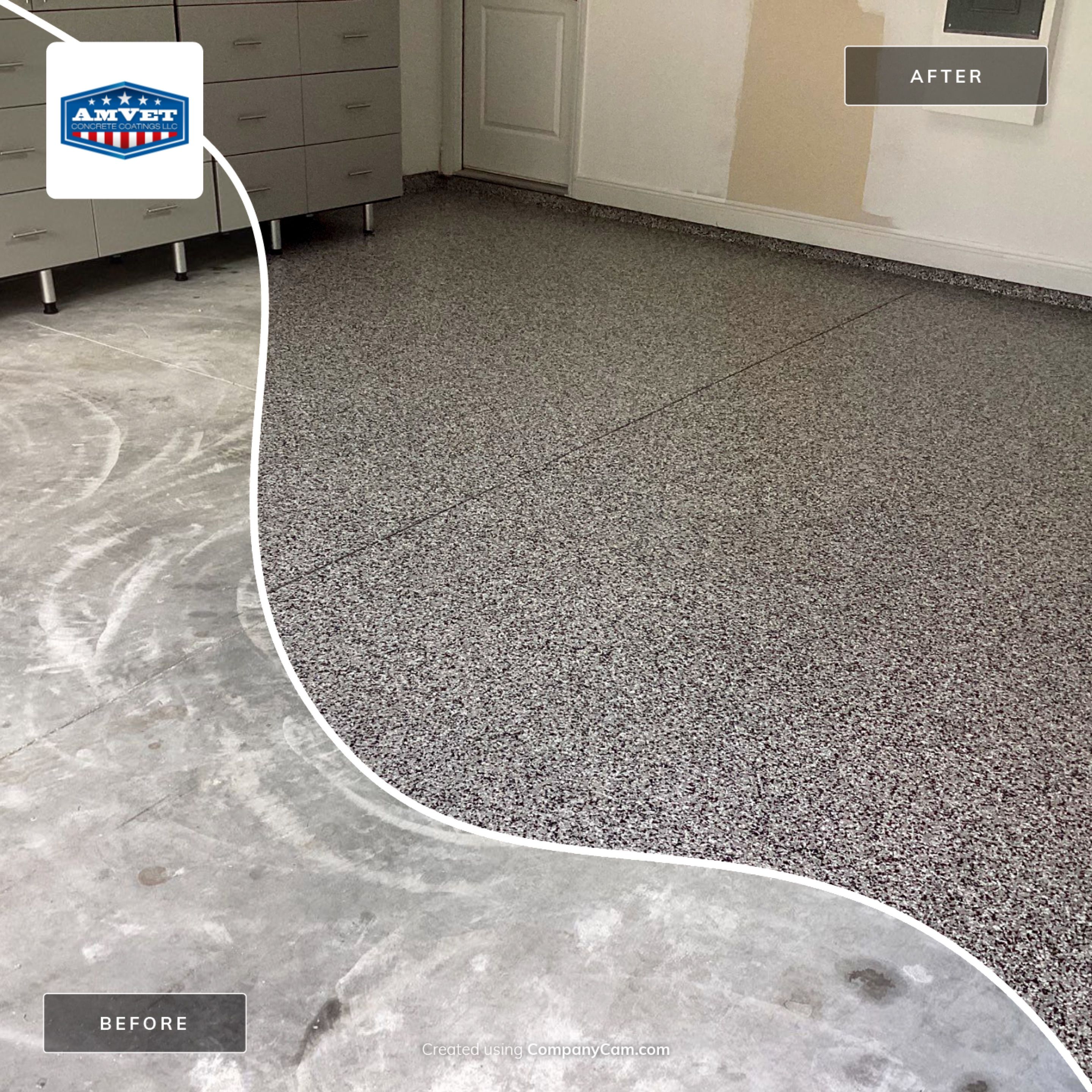 Garage using Domino by Amvet concrete coatings llc