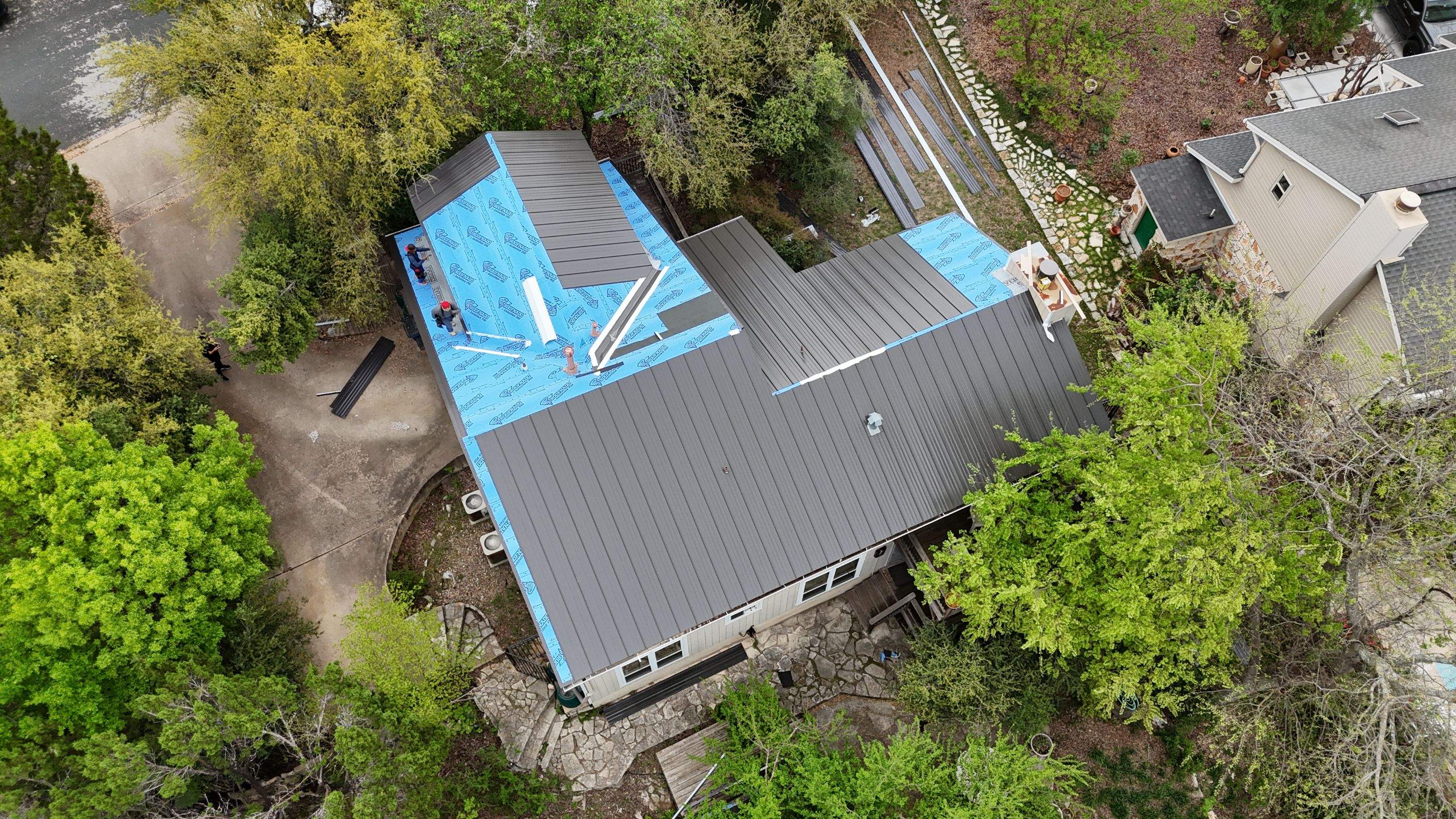 Dark Bronze - L&A Standing Seam with Striations by RoofsOnly.com