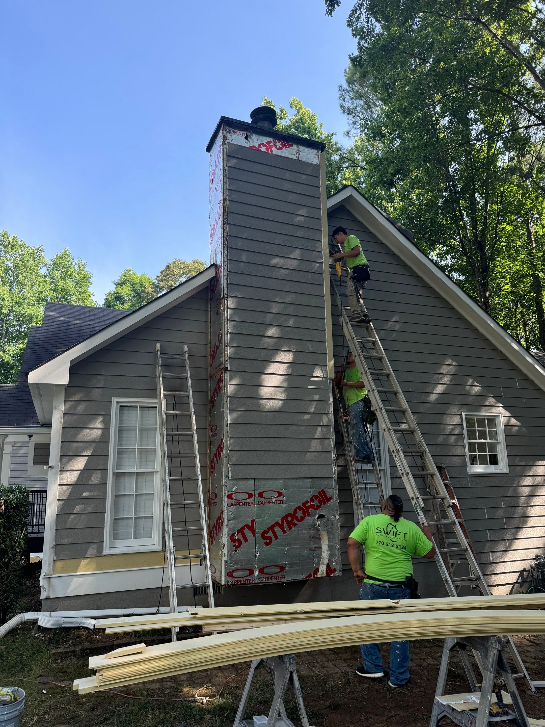 Exterior Painting and Chimney Siding Refresh in Woodstock, Georgia by Swift Home Renovations