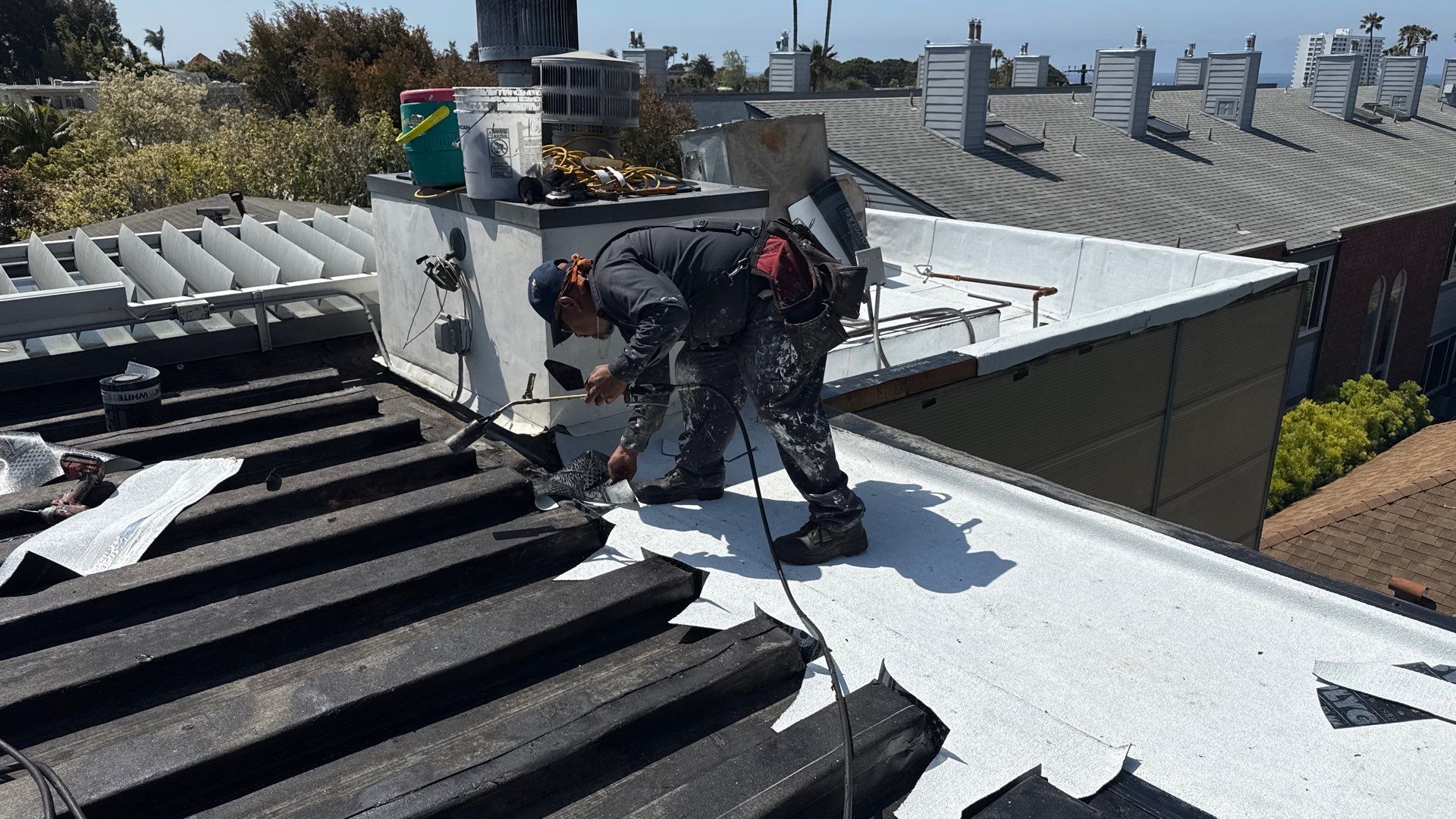 Residential Roofing Installation using Polyglass Torch Down Roofing System by Hull Brothers Roofing