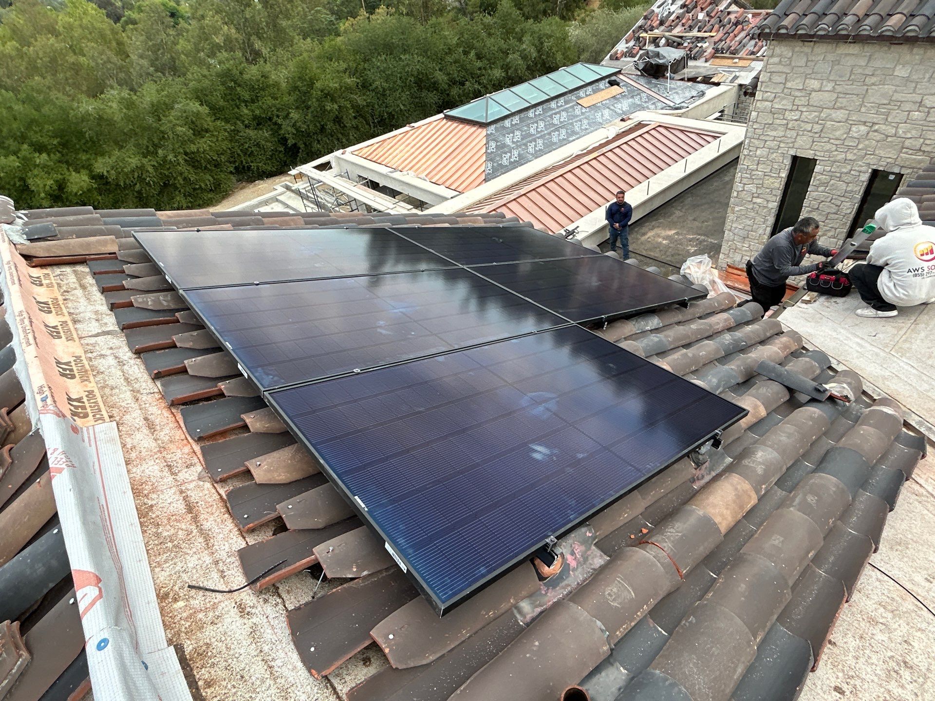 Solar Panel and Clay Tile Roof Installation in Hidden Hills by AWS Solar