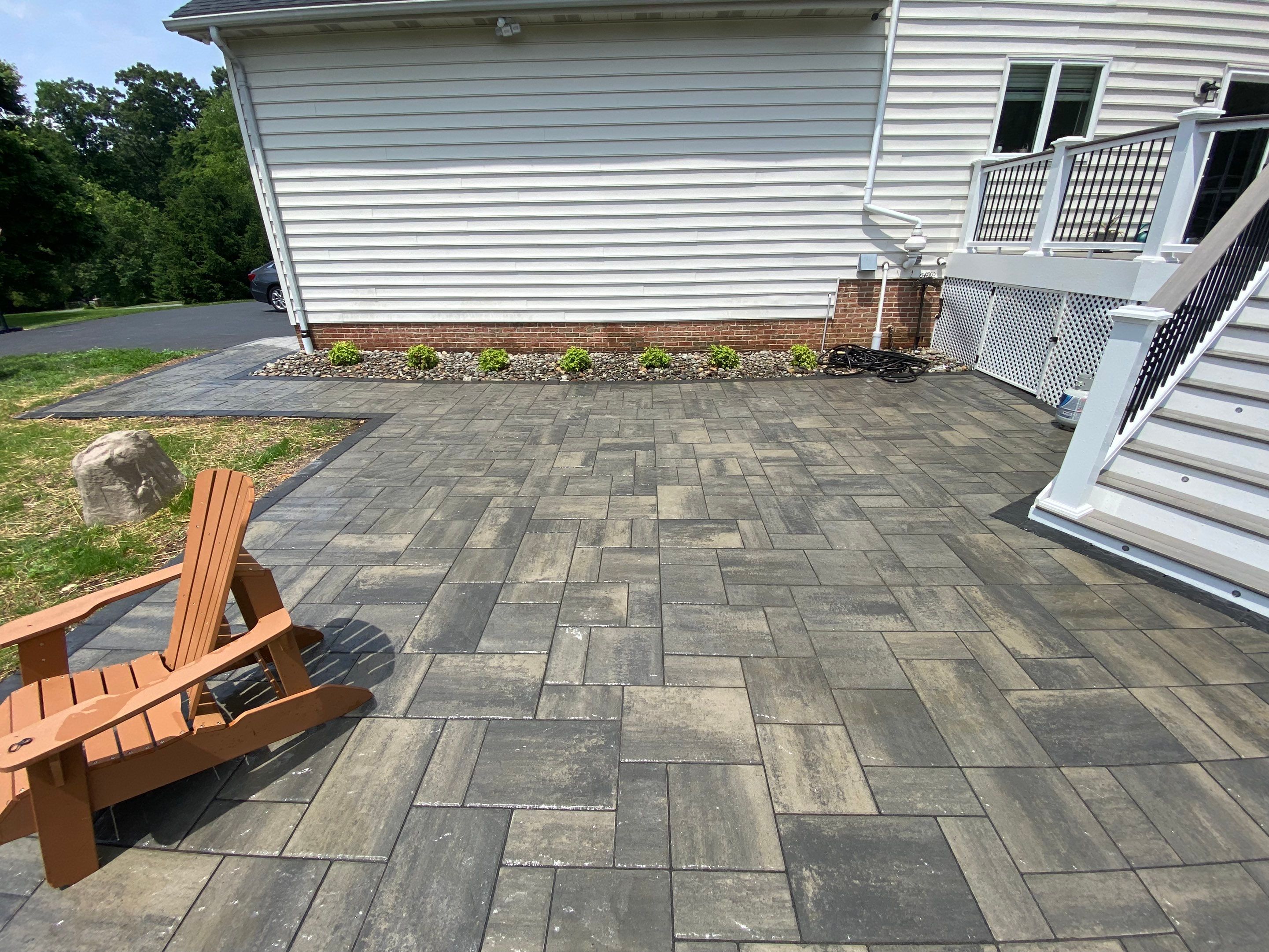 Backyard Transformation using Techo-Bloc Pavers by The Smet Companies, LLC