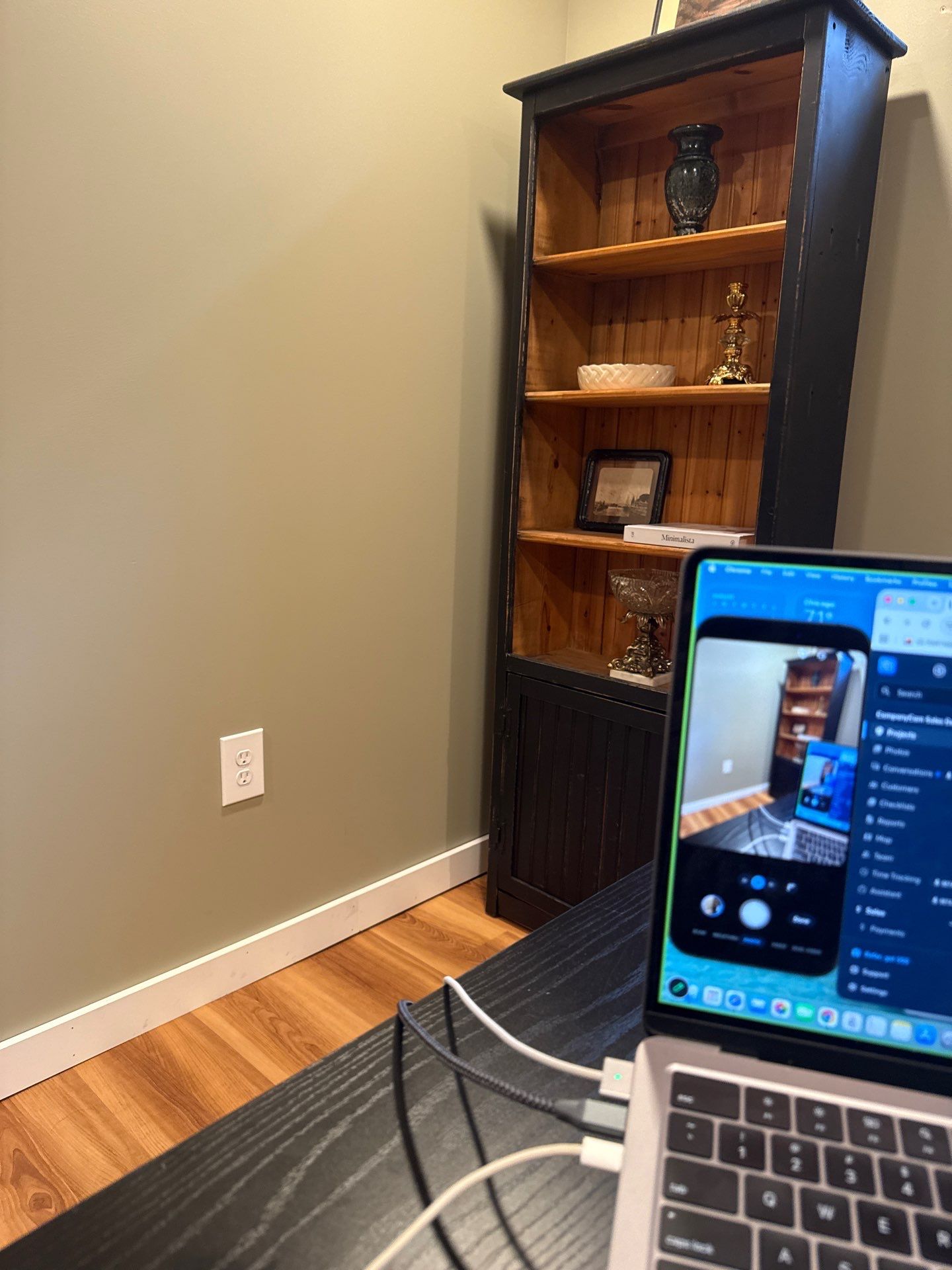 Lincoln Home Office Renovation with Sage Walls and Wood-Look Flooring by CompanyCam Sales Demo