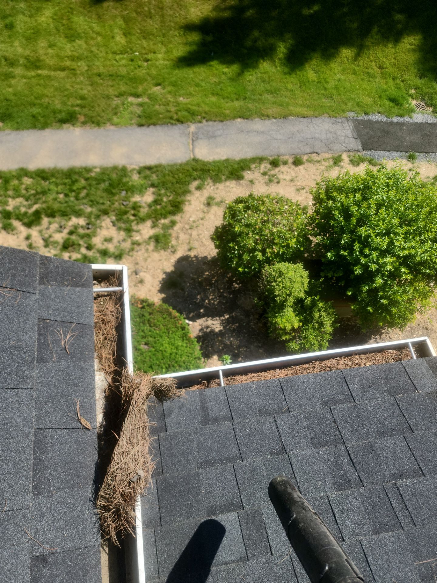 Commercial gutter cleaning Lancaster, PA before photo with filled gutters