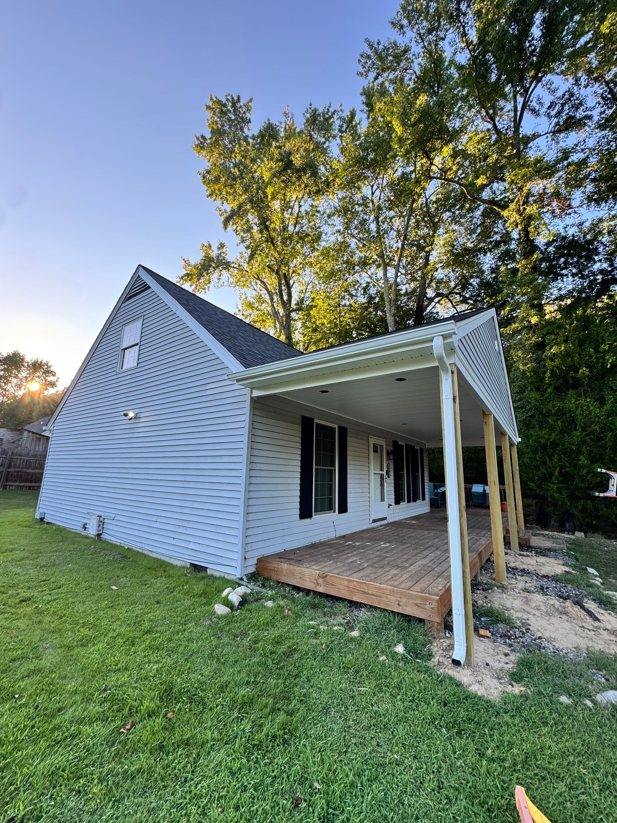 Asphalt Shingle Roof Replacement and Custom Porch Renovation in Hayes by Cade Construction