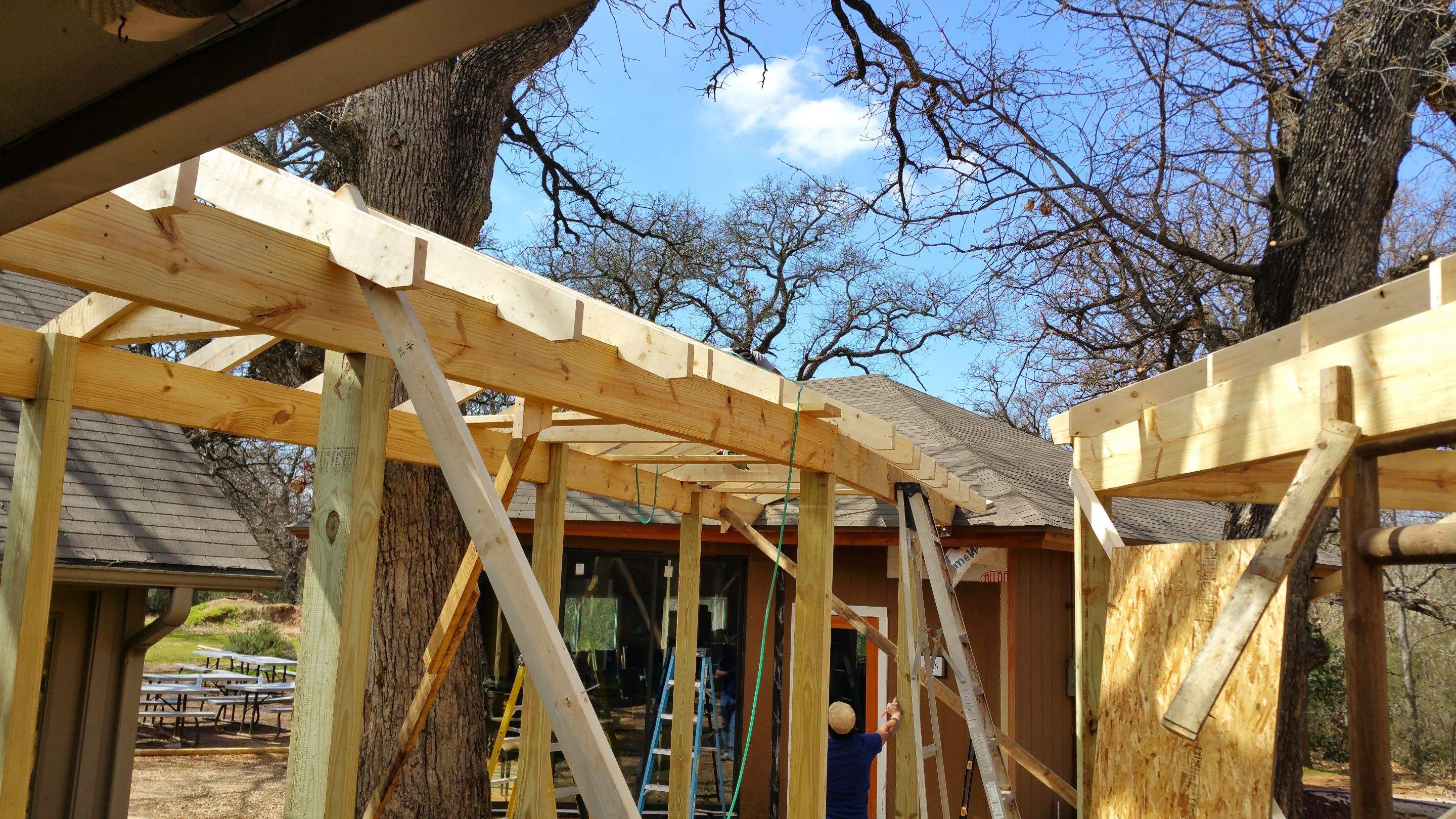 Covered Walkway Patio for a Private School by First United Roofing & Construction