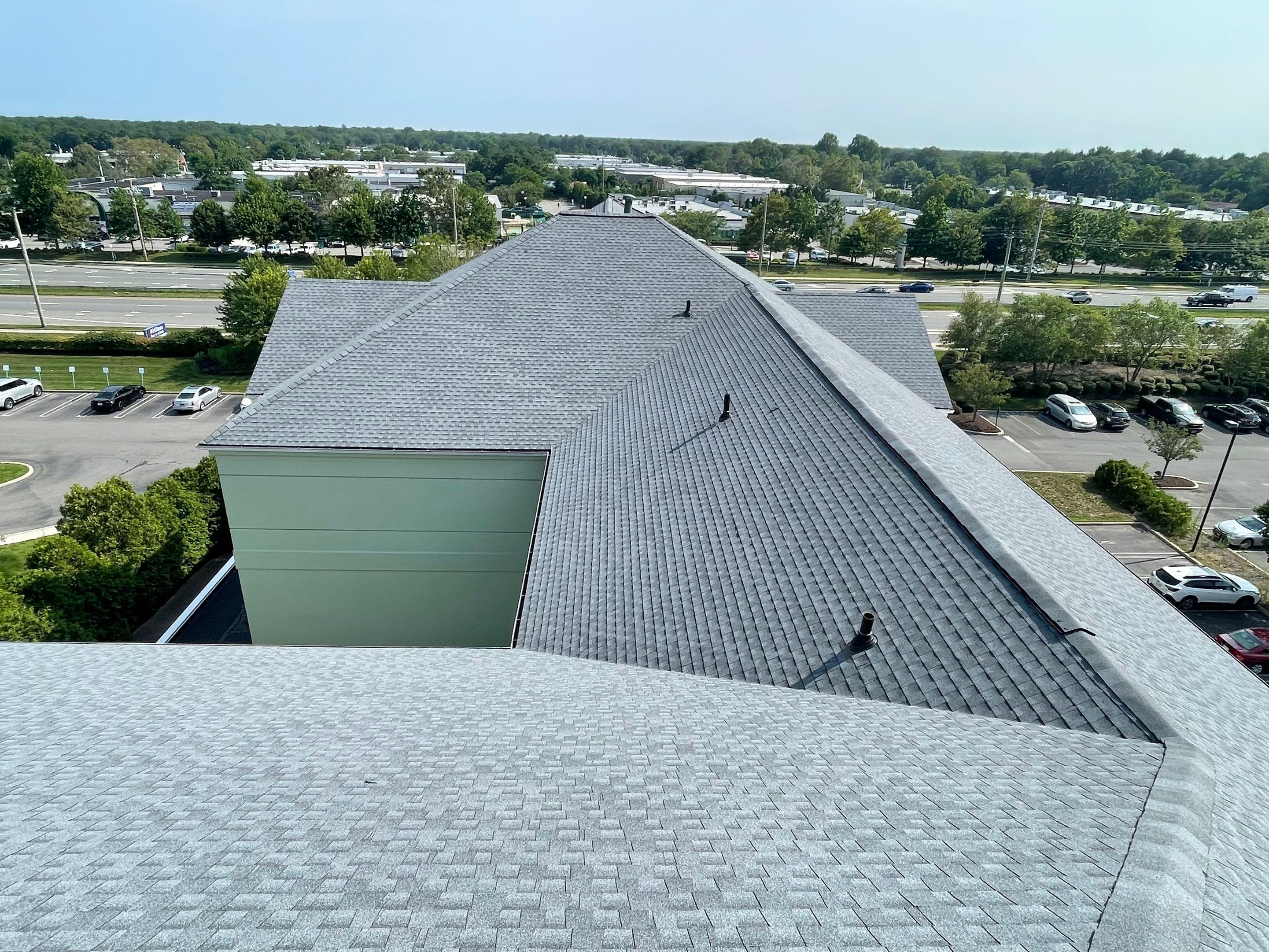 Commercial Roofing Installation using GAF Timberline / New Gutters and Downspouts by All Site Roofing