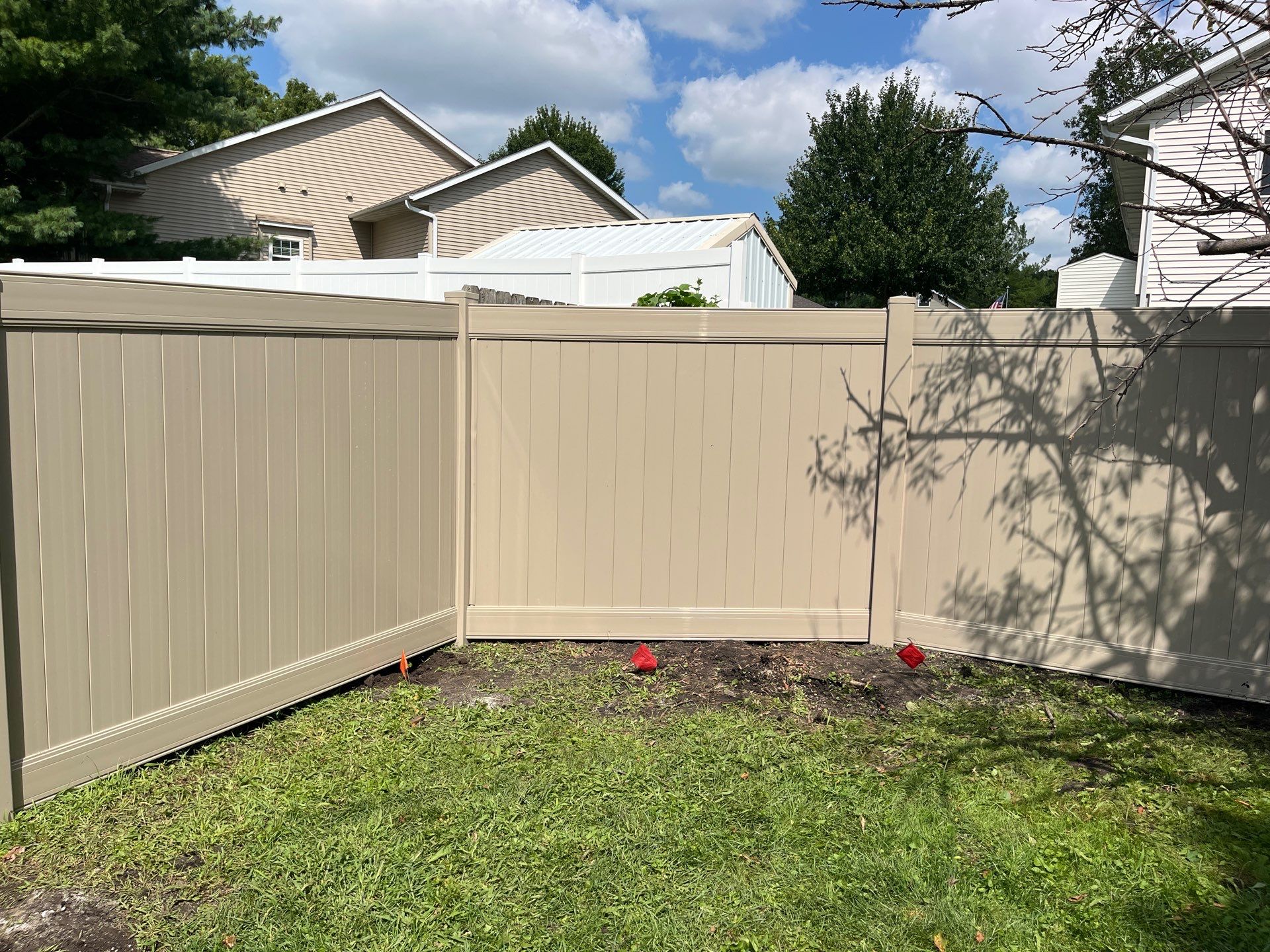 Adobe Vinyl Privacy Fence and Gate Installation in Waterloo by Perfect Picket Fence and Stain
