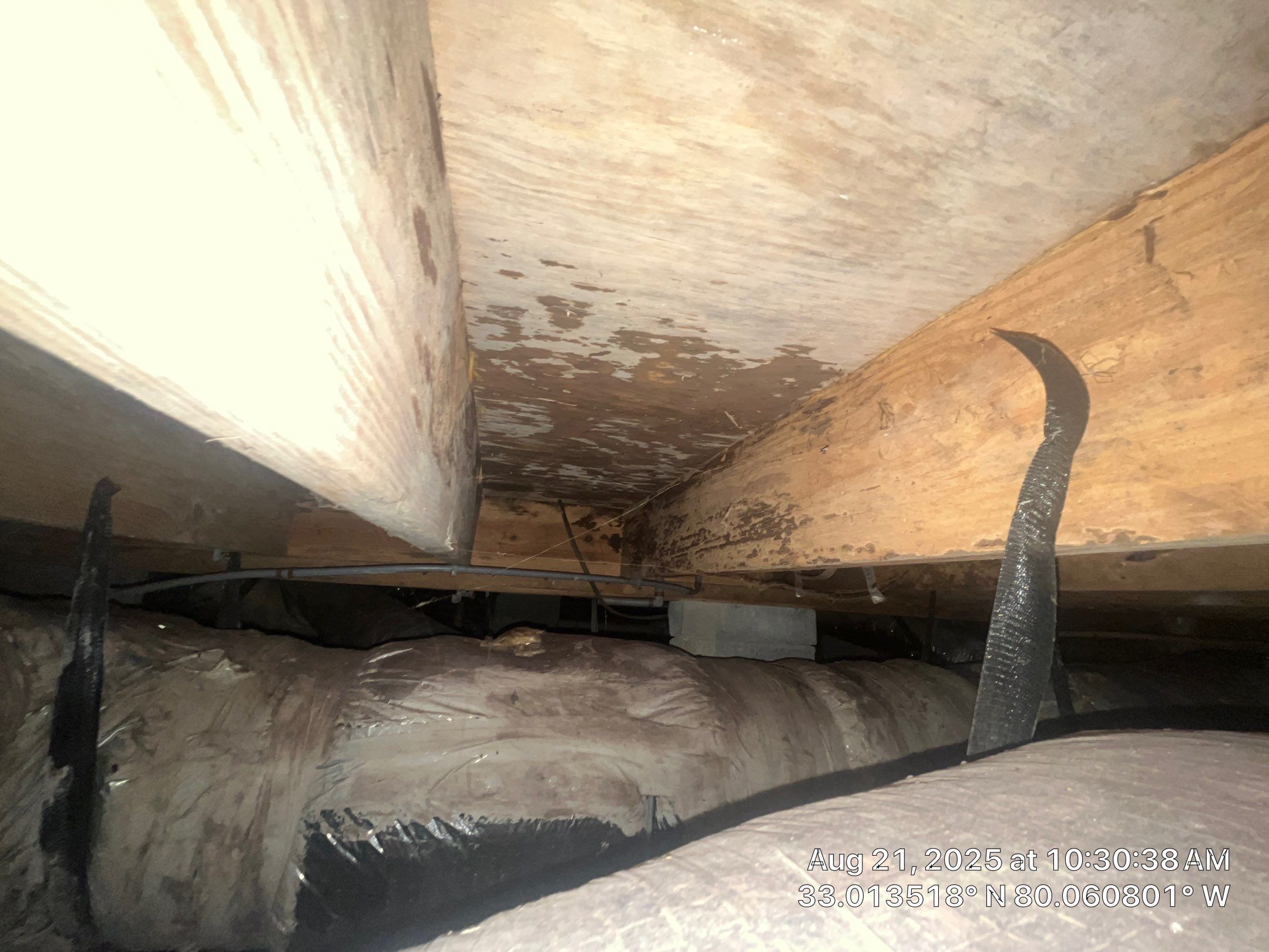 Crawlspace remediation & encapsulation with ductwork replacement by EAS Environmental, LLC.