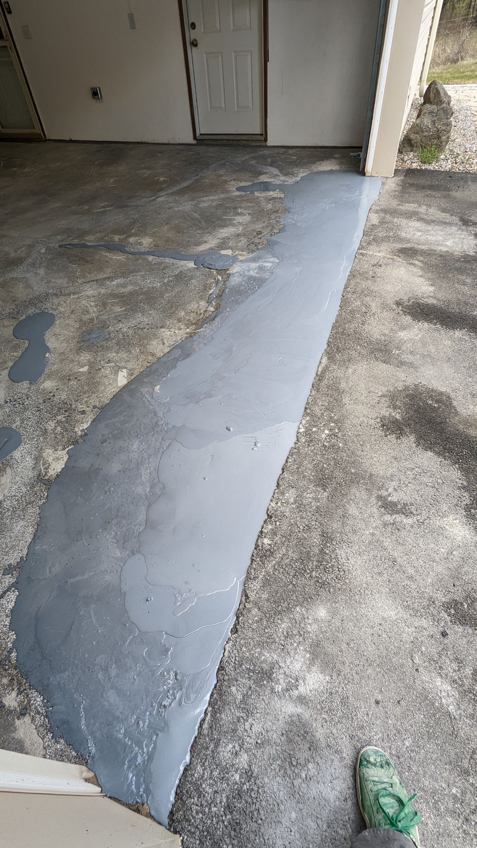 Garage Transformation using Domino for Garage and Pecan for Pool Deck by Croc Coatings, LLC