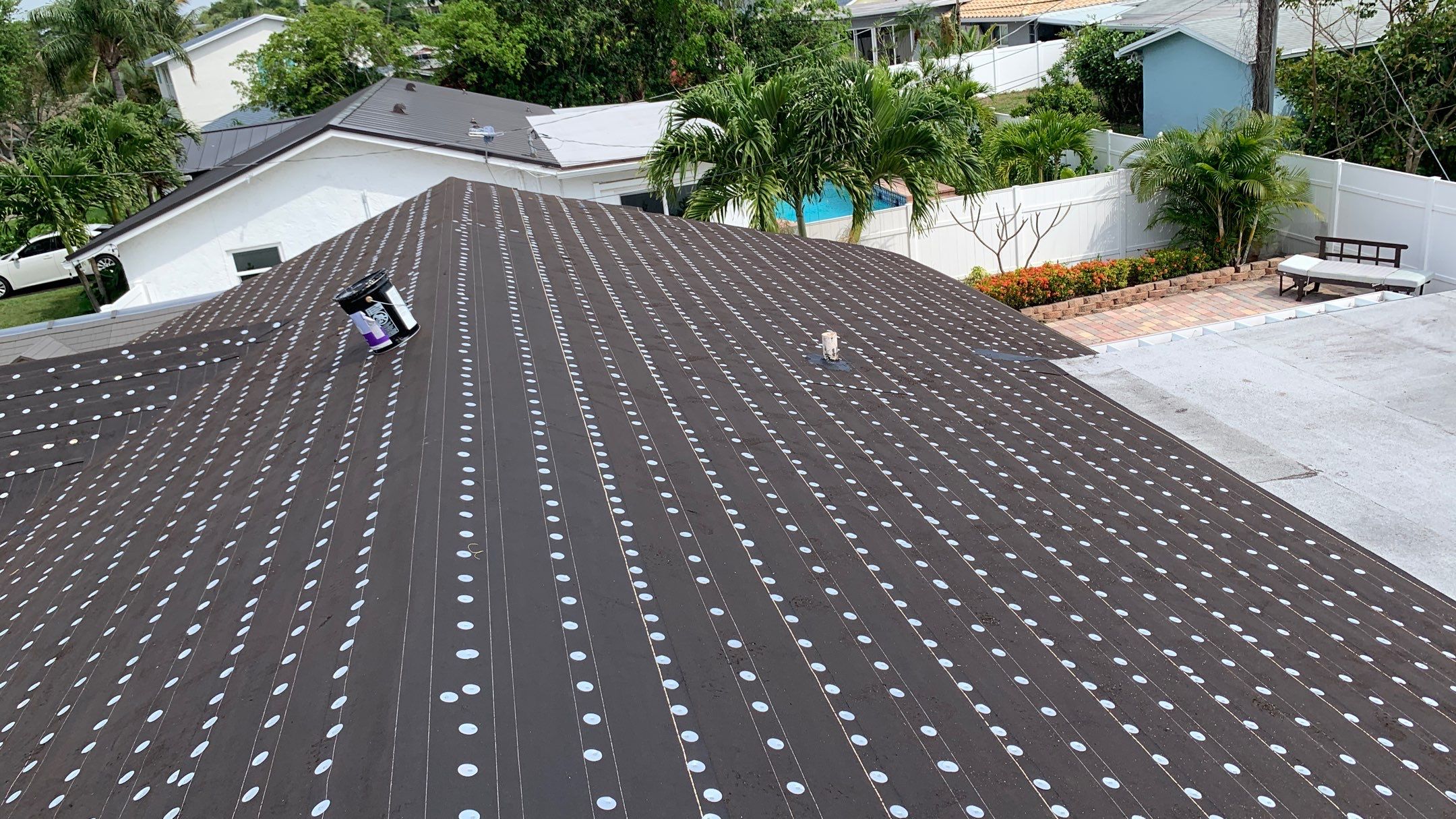 Residential Roofing Installation using 1" Nail strip metal roof by BLUES BROTHERS ROOFING