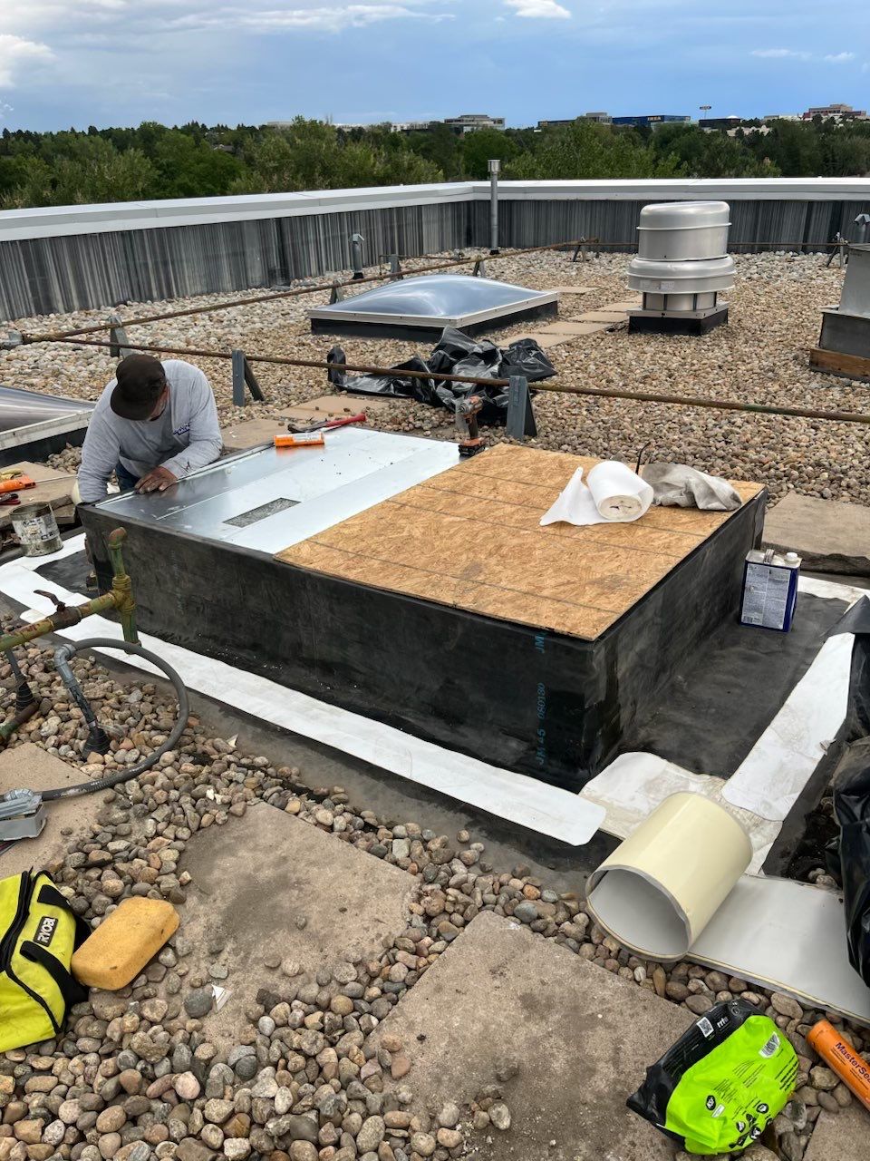 Bentley Denver Commercial Roofing Repair and HVAC Curb Flashing in Lone Tree CO by Rhino Roofing LLC