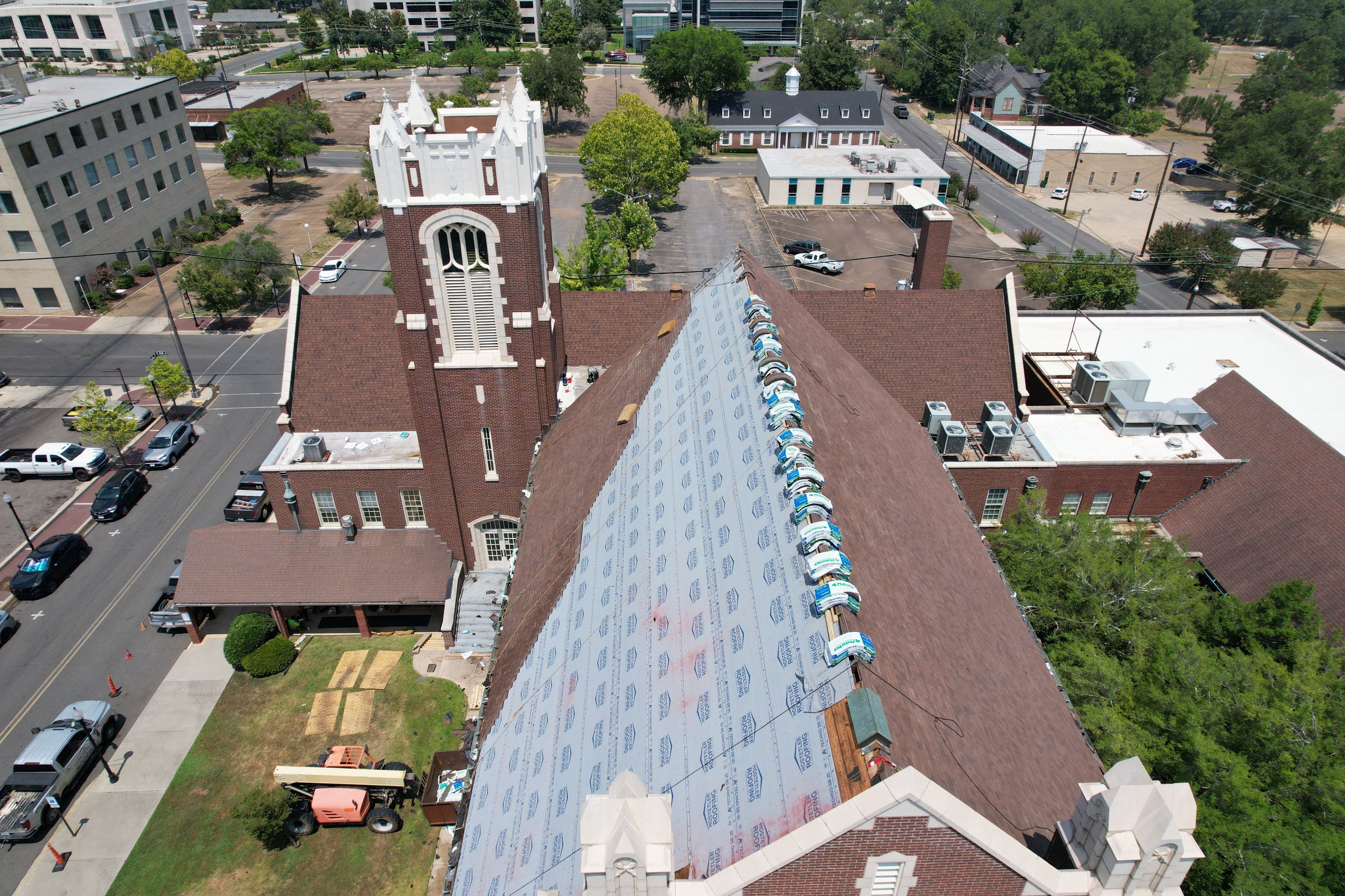Commercial Roof Replacement using Malarkey Vista Shingles and 50 mil PVC by Hostetler Roofing