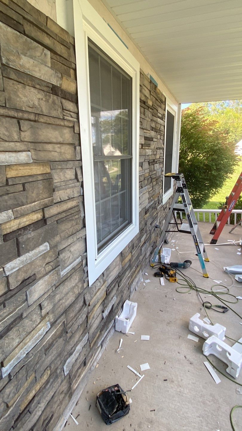 Siding Installation using Certainteed Monogram Charcoal gray and Owens Corning Versetta Stone Sterling by A Plus Exterior