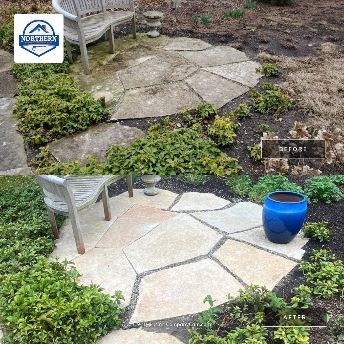 Evanston, IL stone patio cleaning by Northern Power Washing LLC.