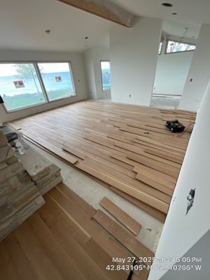 This project has it all!!!! Custom Flooring, Leveling Service, Custom Stair parts and pieces, risers, blue pad cover - all inclusive service from RTB!