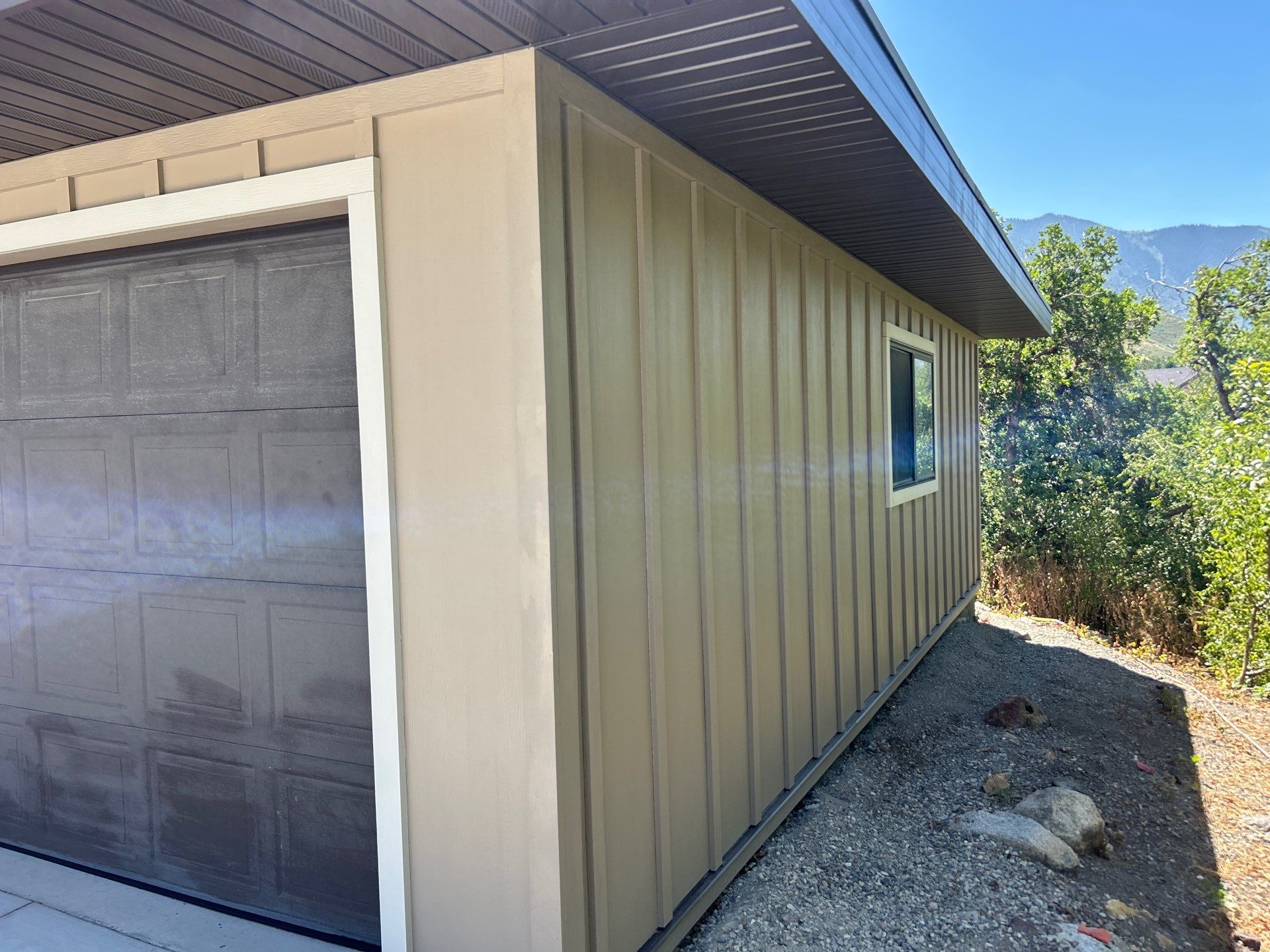 Complete Hardie Colorplus Board and Batten replacement with Custom Soffit Transformation in Sandy by Ideal Siding Utah