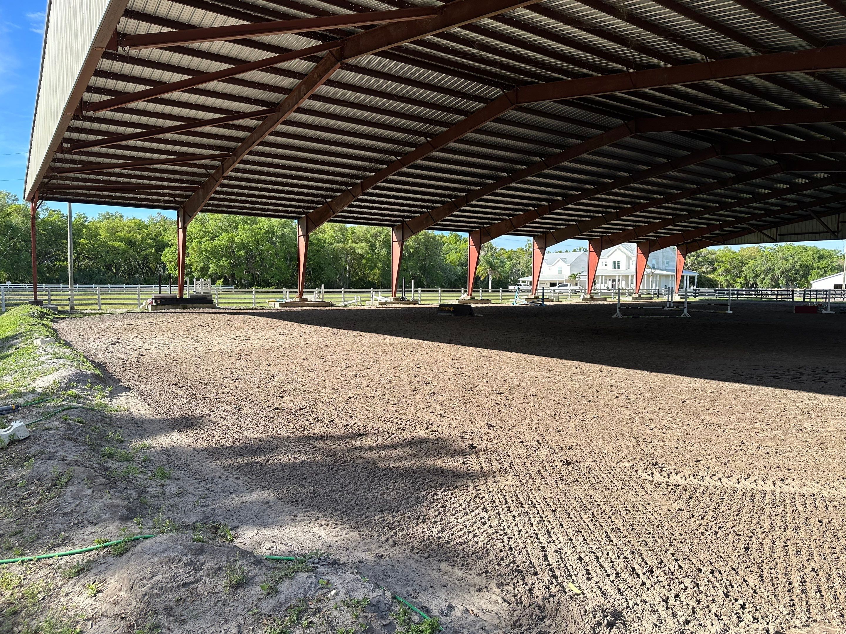 Vinyl Horse Fence & Concrete Pier Cleaning at Lesley Cox Equestrian, Parrish, FL | Sunshine AquaWash by Sunshine AquaWash