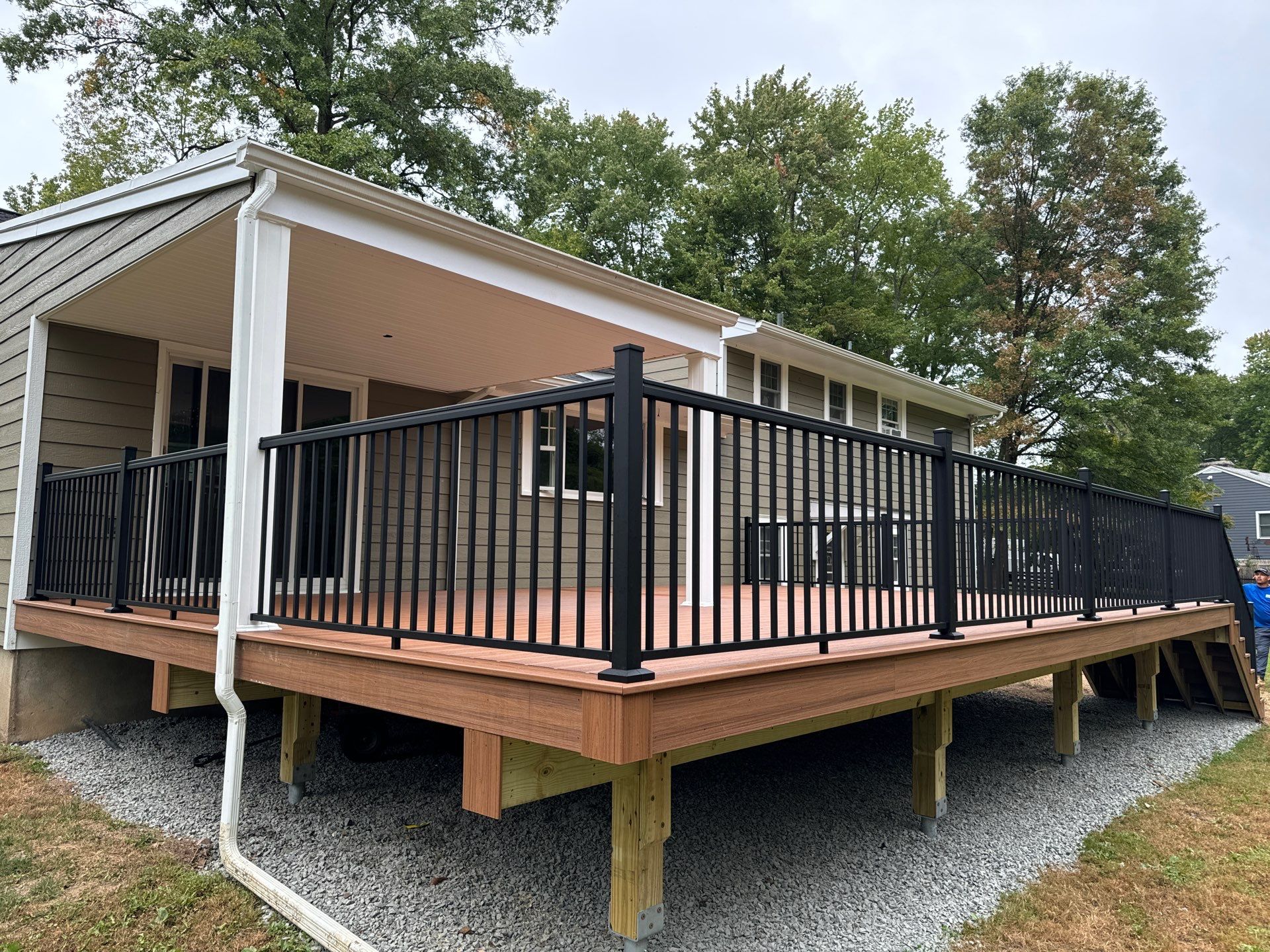 New Deck using Trex Tiki Torch  by deck guardian