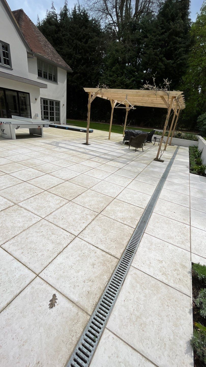 Porcelain Patio Clean using Honda 15lpm Low Pressure Washing Machine by Ges Exterior Cleaning ltd
