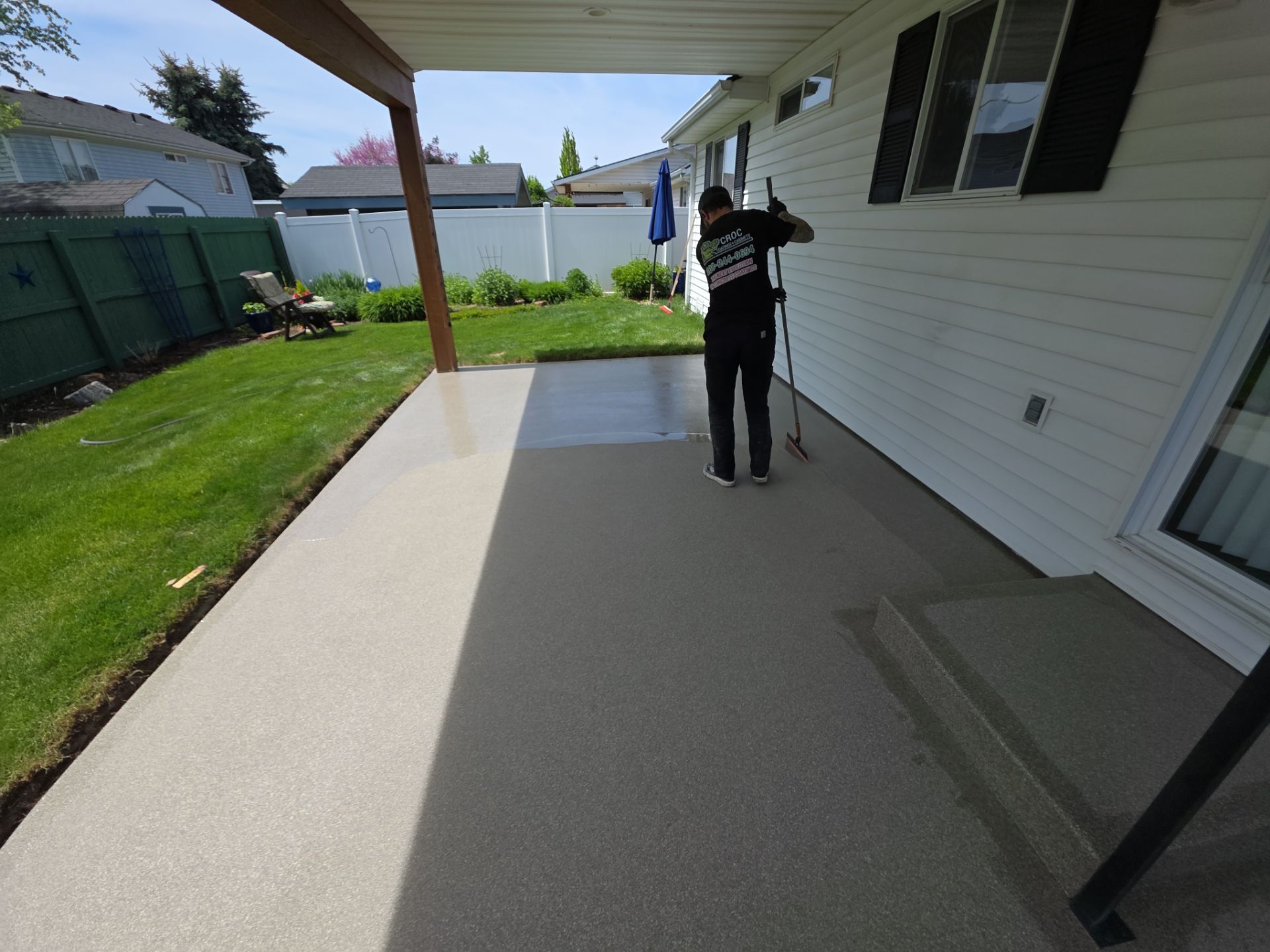 Coeur d'Alene Patio Transformation with Trail Mix Flake Coating by Croc Coatings, LLC