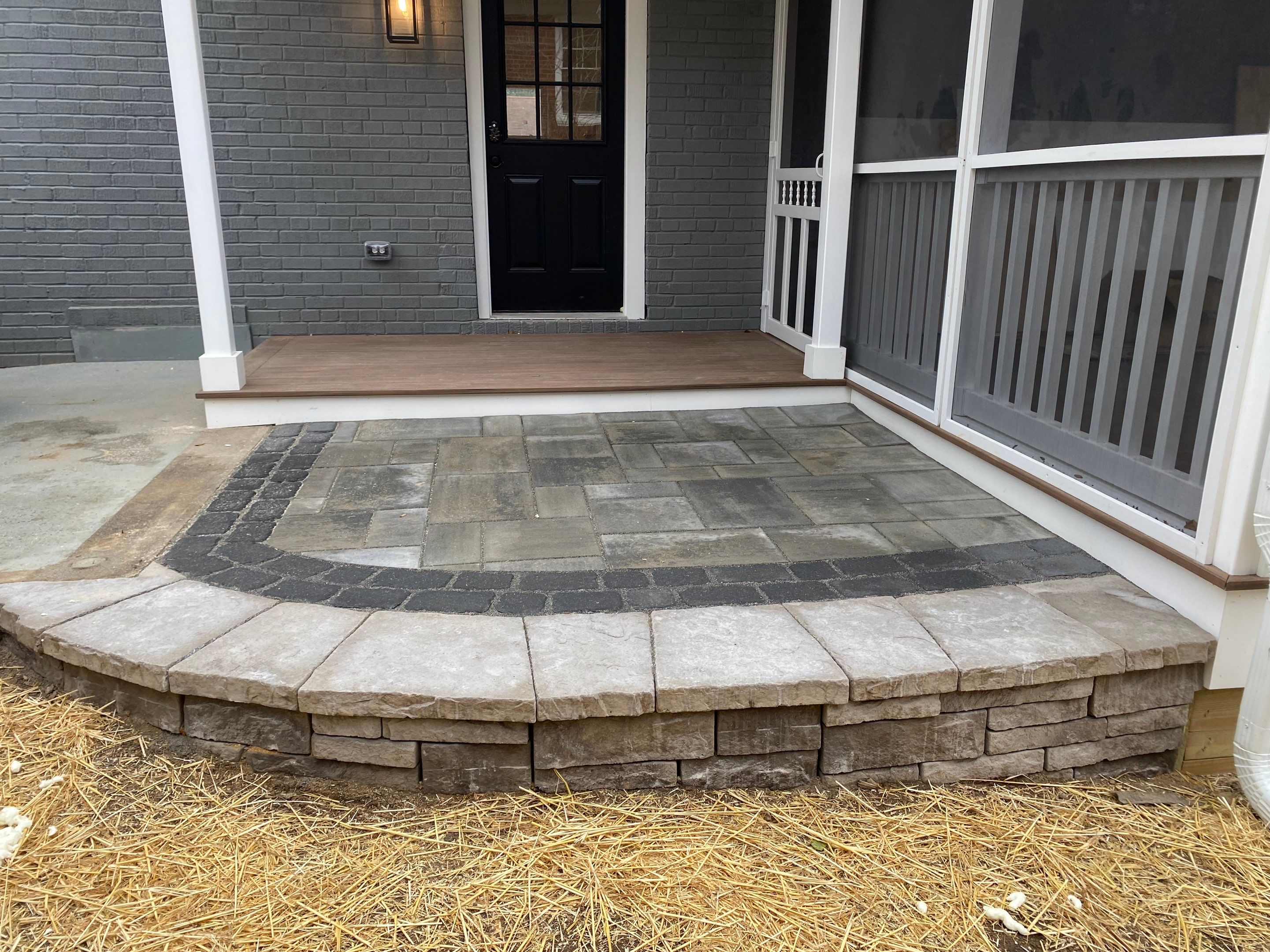 Retaining wall, walkway, small patio and landscape install by The Smet Companies, LLC