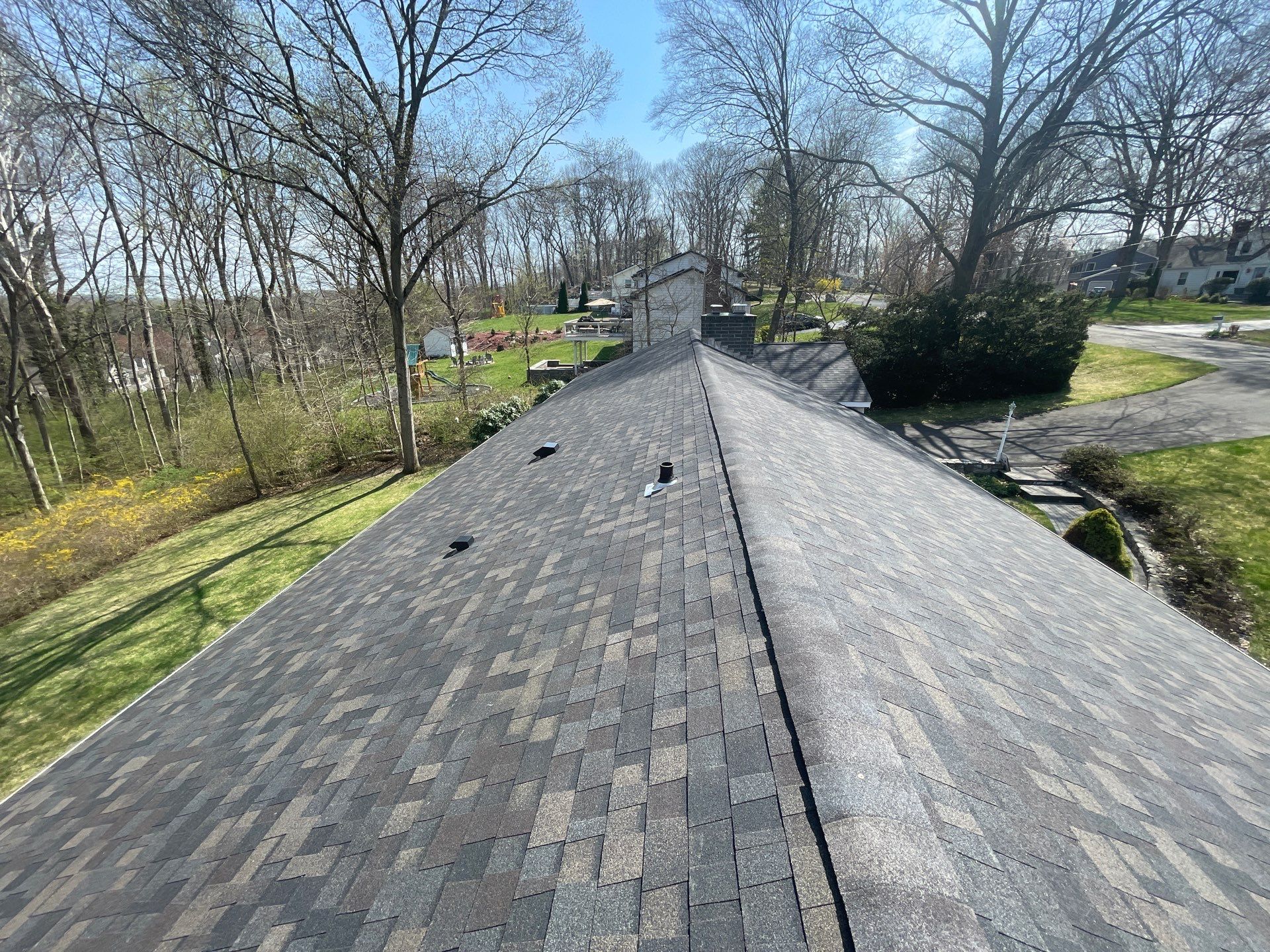 Asphalt Shingle Roof Replacement and Copper Chimney Flashing in Trumbull by A Plus Exterior