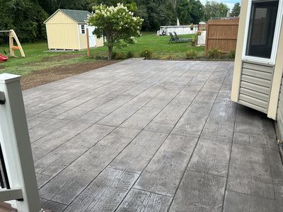 Wood Plank Stamped Concrete Patio 