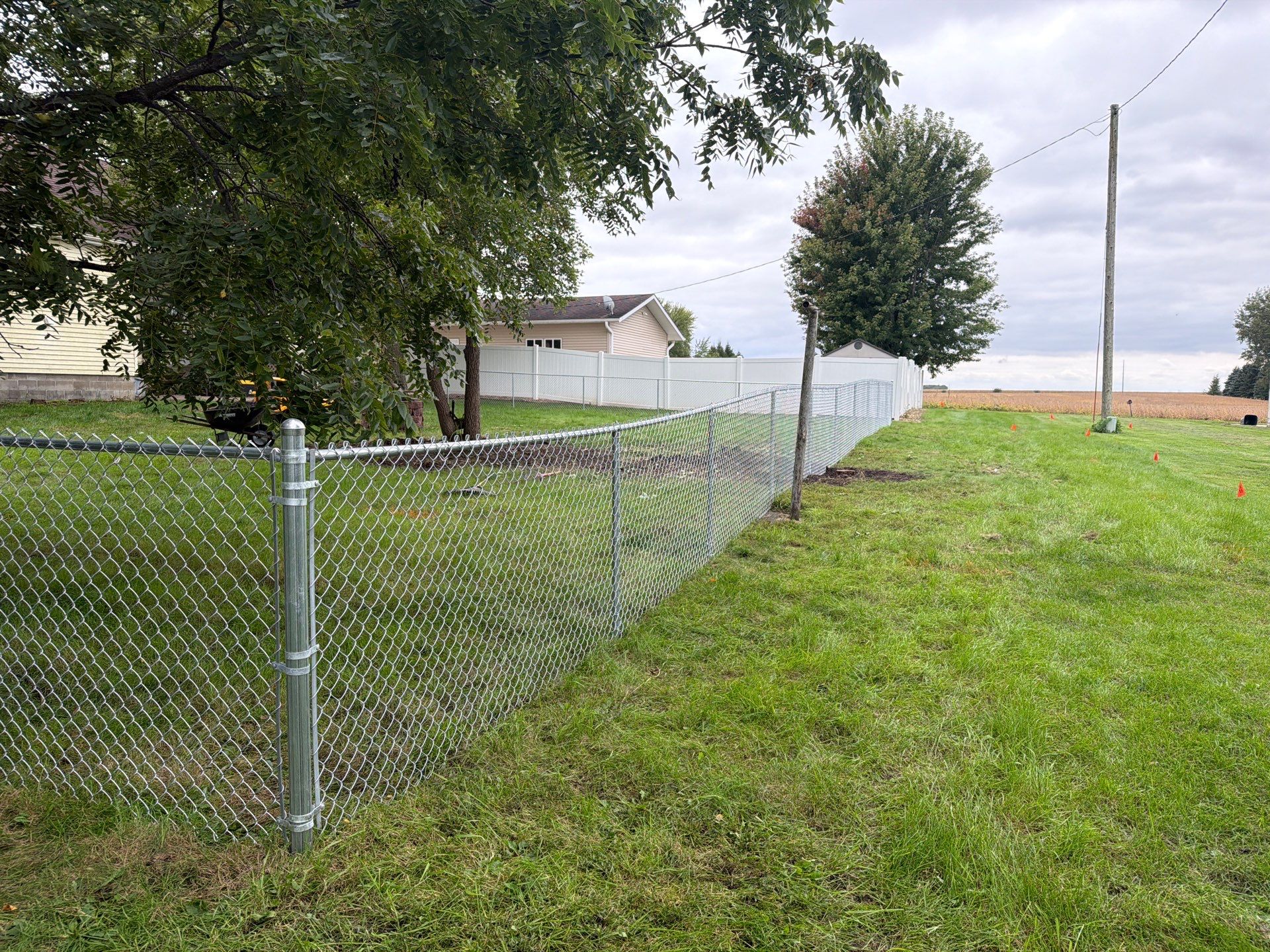Tripoli Residential Galvanized Chain Link Fence with Double Gates by Perfect Picket Fence and Stain