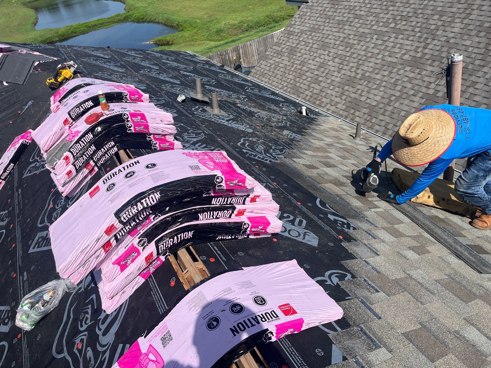 Residential Roofing Installation using Owen's Corning Duration (Lifetime) Shingles by Roof Repair Company