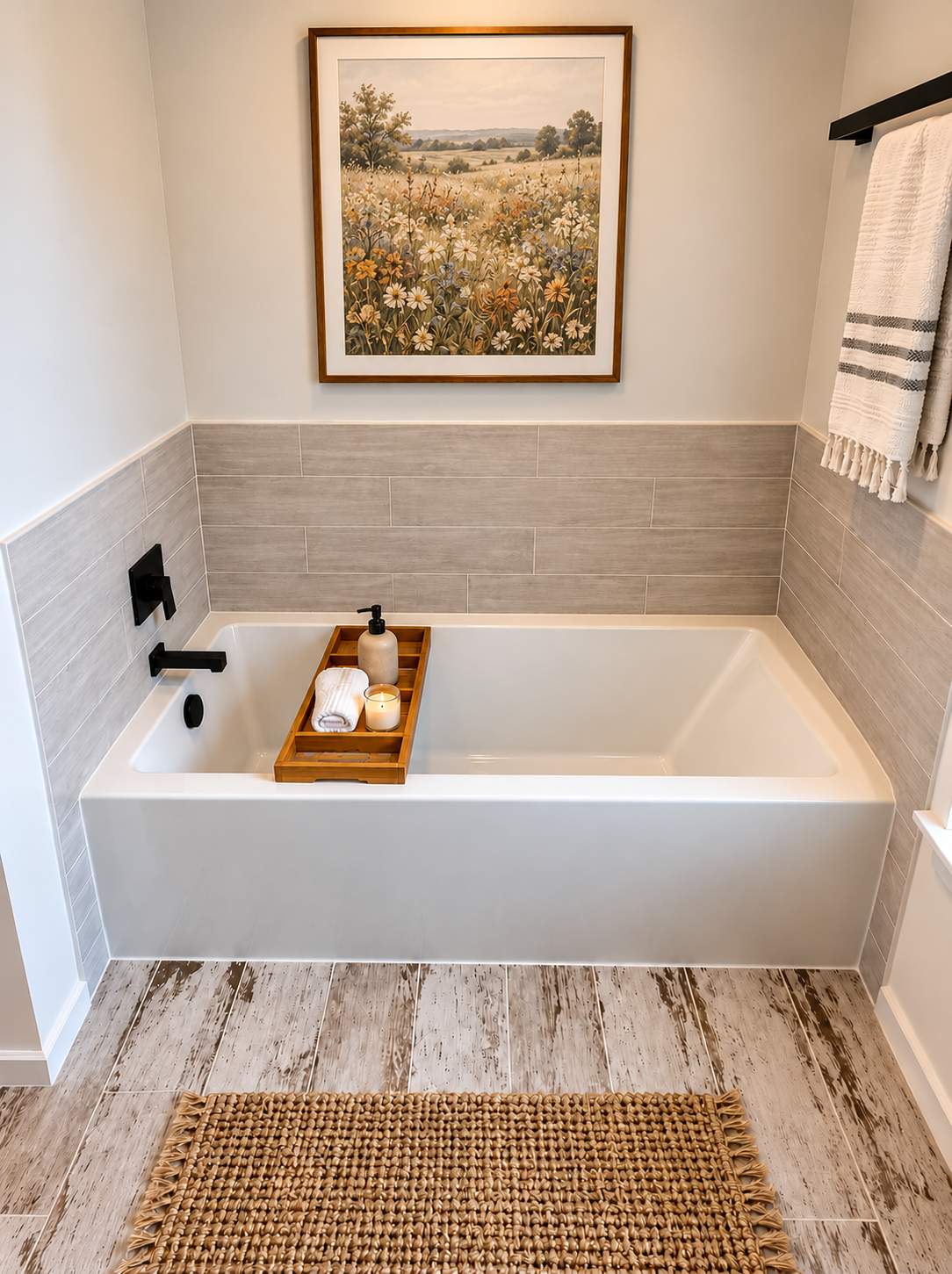 Modern Farmhouse Bathroom Remodel with Custom Walk-In Shower & Soaking Tub by Remodel Now