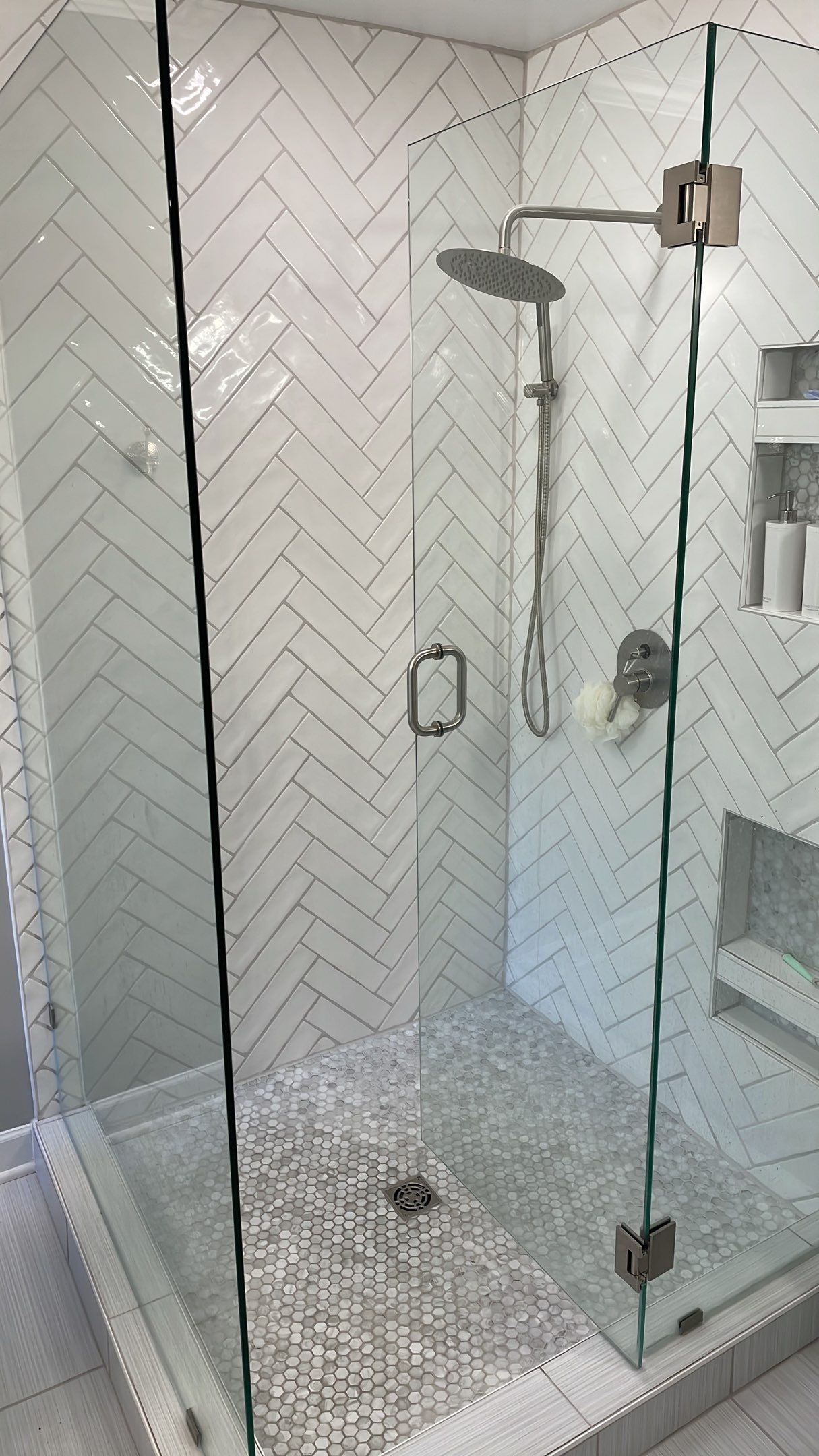 Bathroom Remodel using Schluter by Footprints Floors of Coastal Carolina