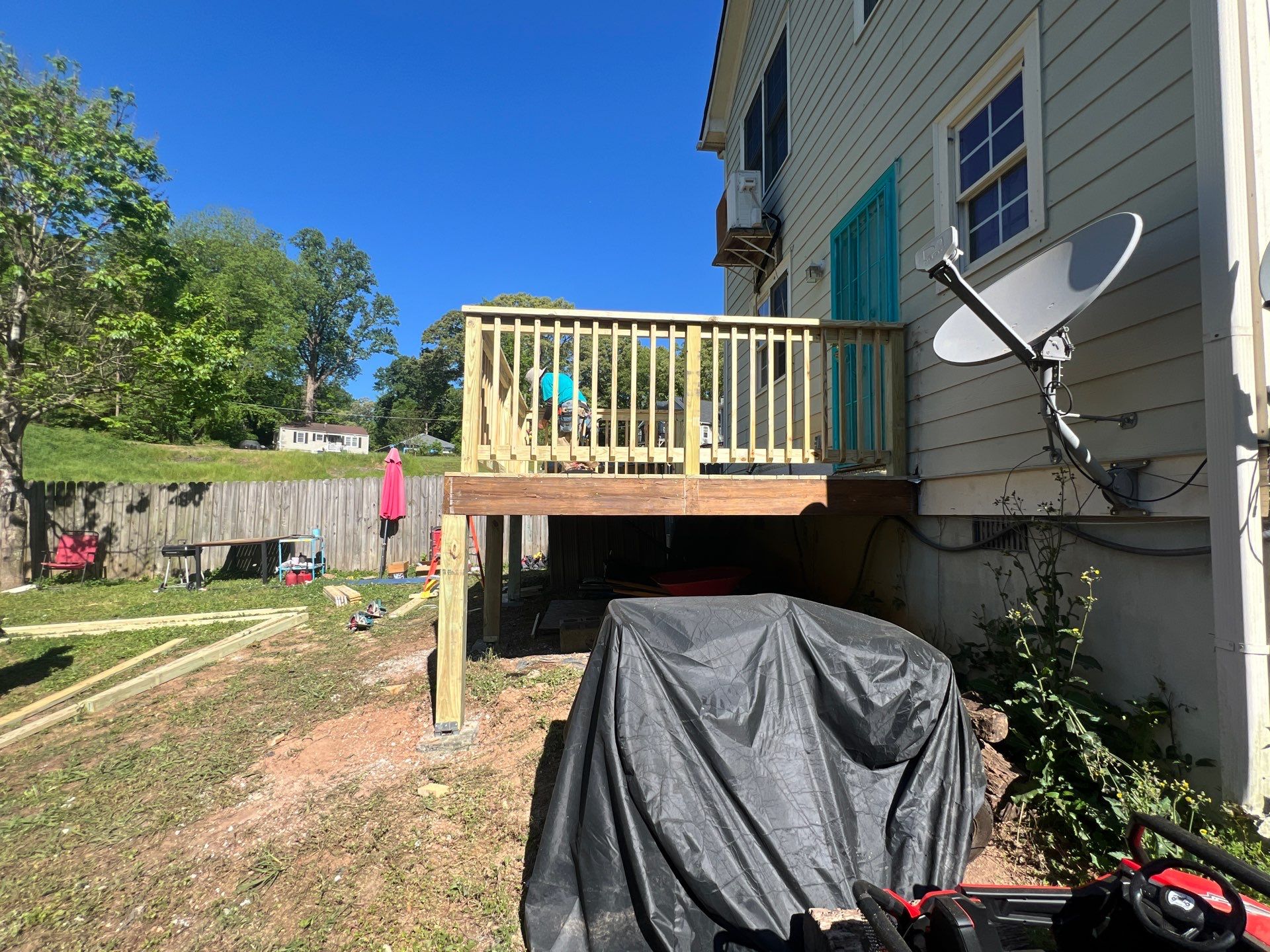 Pressure-Treated Wood Deck and Staircase Replacement in Atlanta by Swift Home Renovations