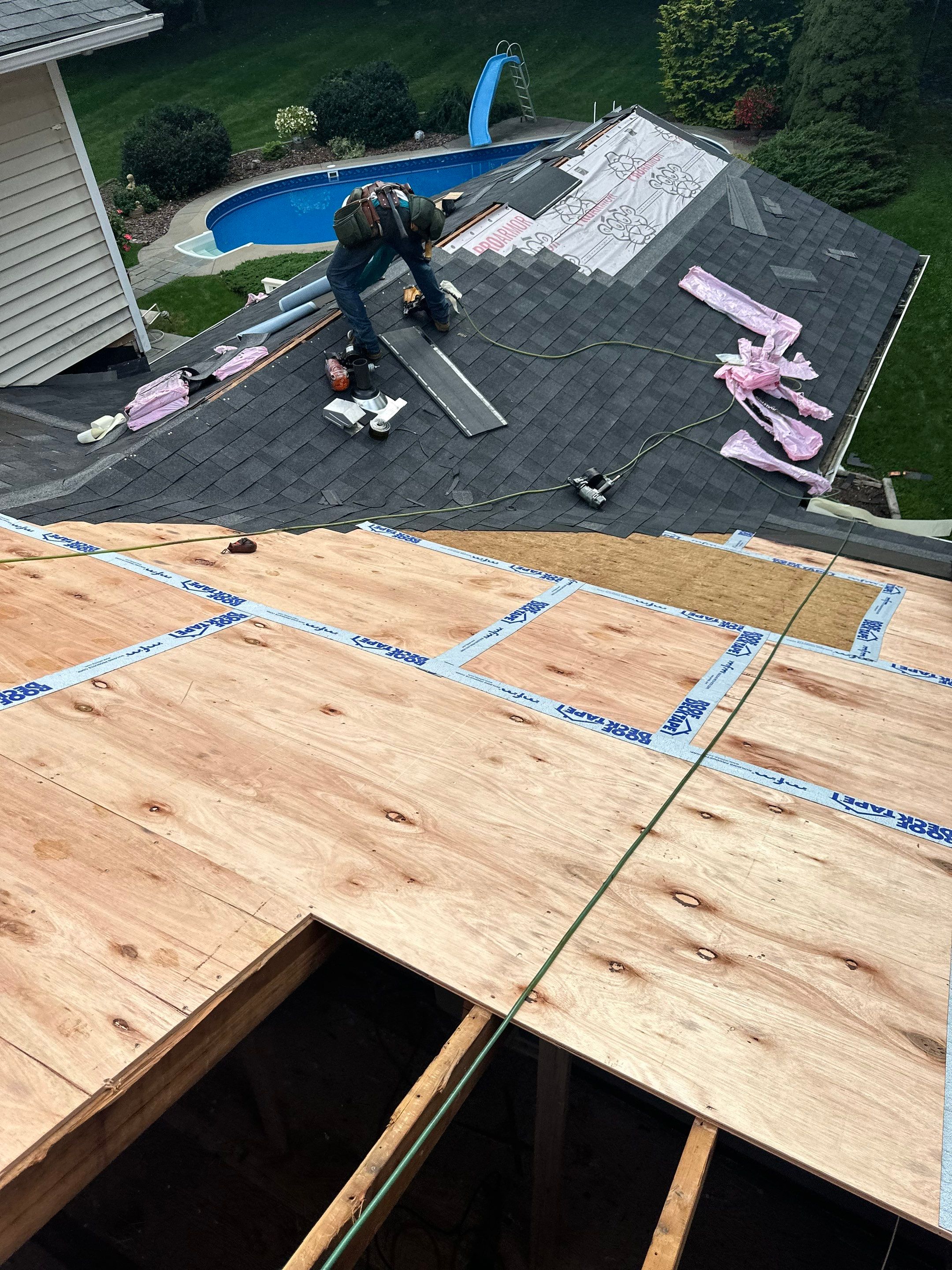 Residential Roofing Installation using Owens Corning TruDefinition Duration AR - Onyx Black & New Siding Using Mainstreet Charcoal Gray by A Plus Exterior