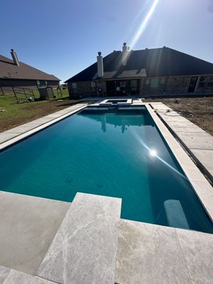 Geometric Pool with Raised Spa and Tanning Ledge