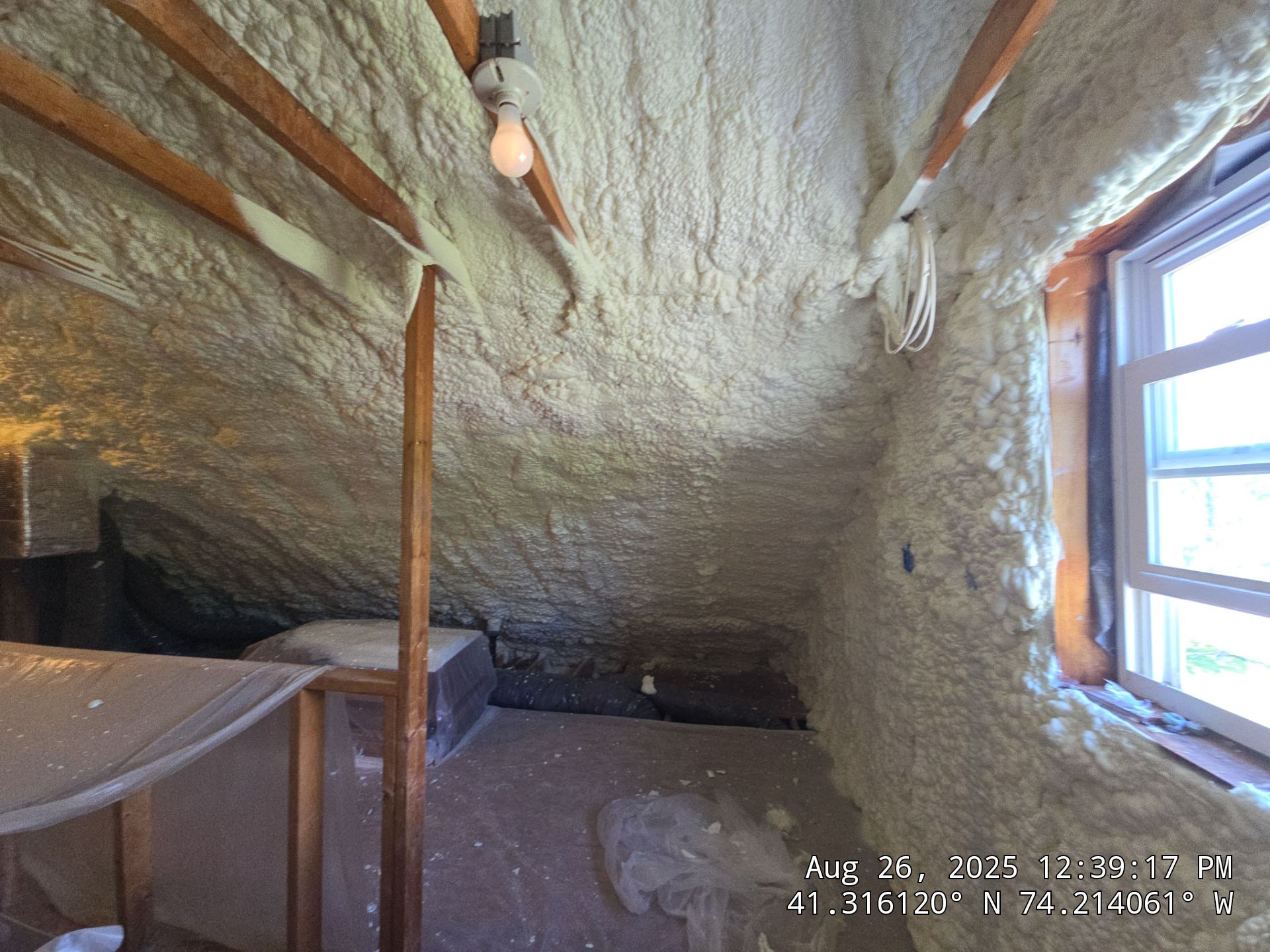 Attic Insulation using open cell spray foam by NYS Foam & Energy