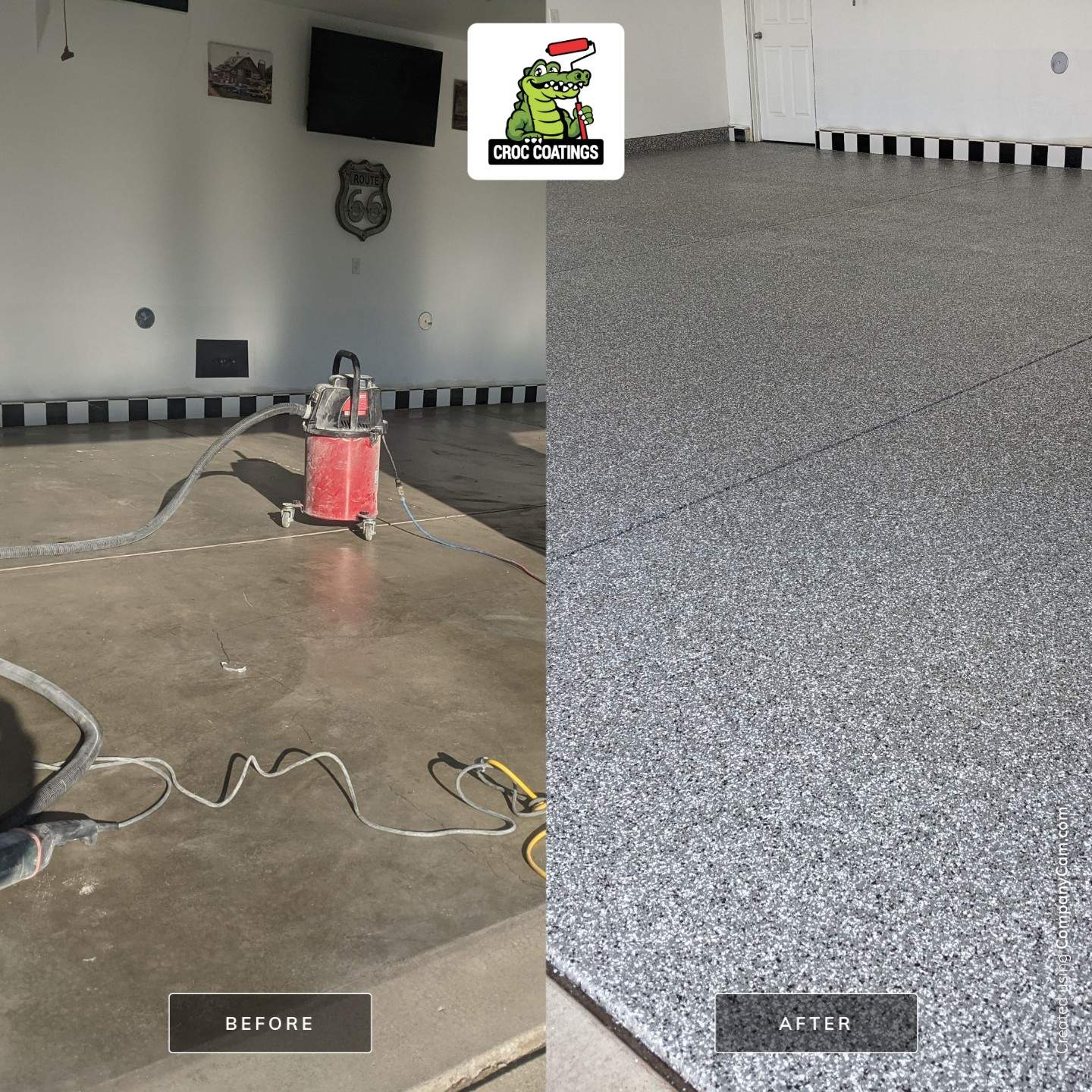 Garage Transformation using Smoke by Croc Coatings, LLC