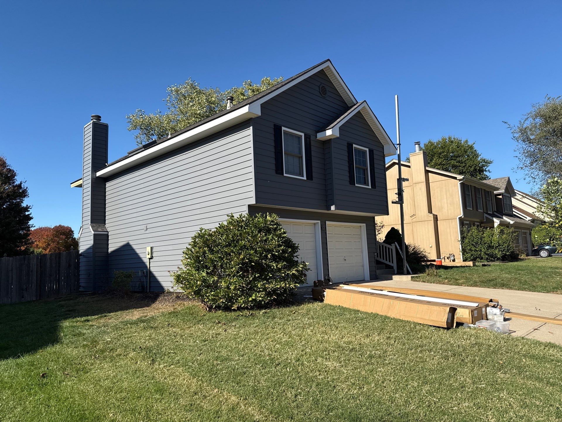 Split Entry in Smokey Ash Craneboard D7 by EEC  Windows, Siding & Roofing 
