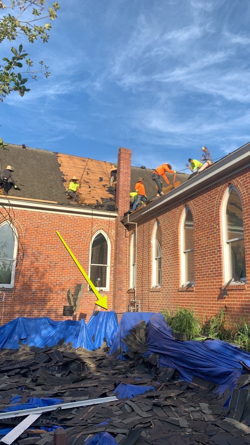 Roof replacement in Church by hail and wind damage by Just Brilliant Restoration JBR