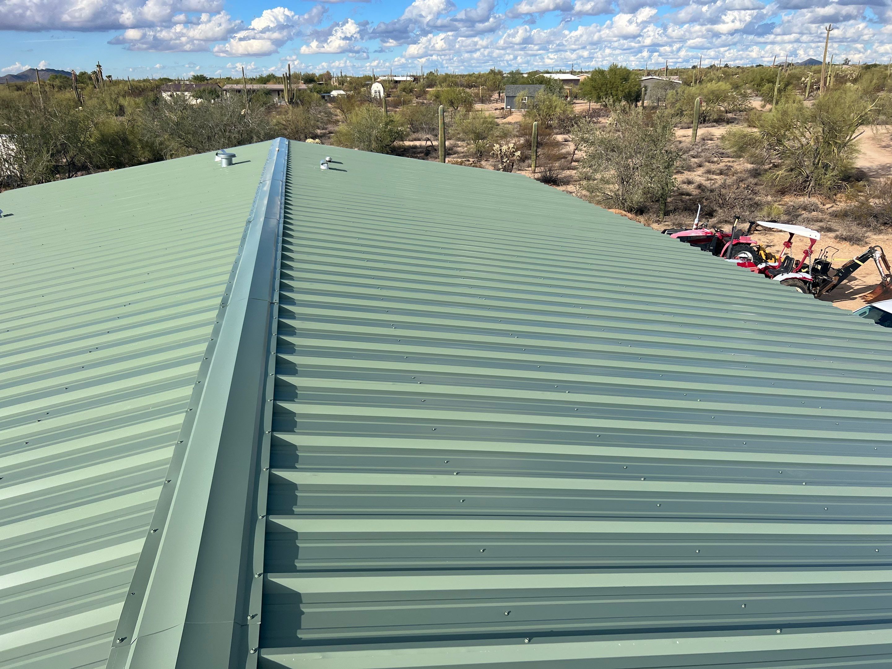 Sage Green Exposed Fastener by Reimagine Roofing