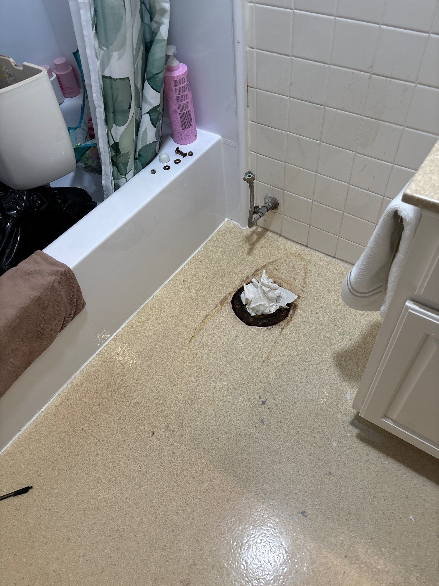 Bathroom LVP Flooring Installation by Laser Focused Solutions LLC