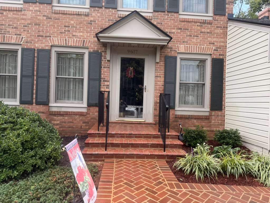 Custom Exterior Handrail Installation on Brick Entryway in Fairfax Station by Capitol Iron Works