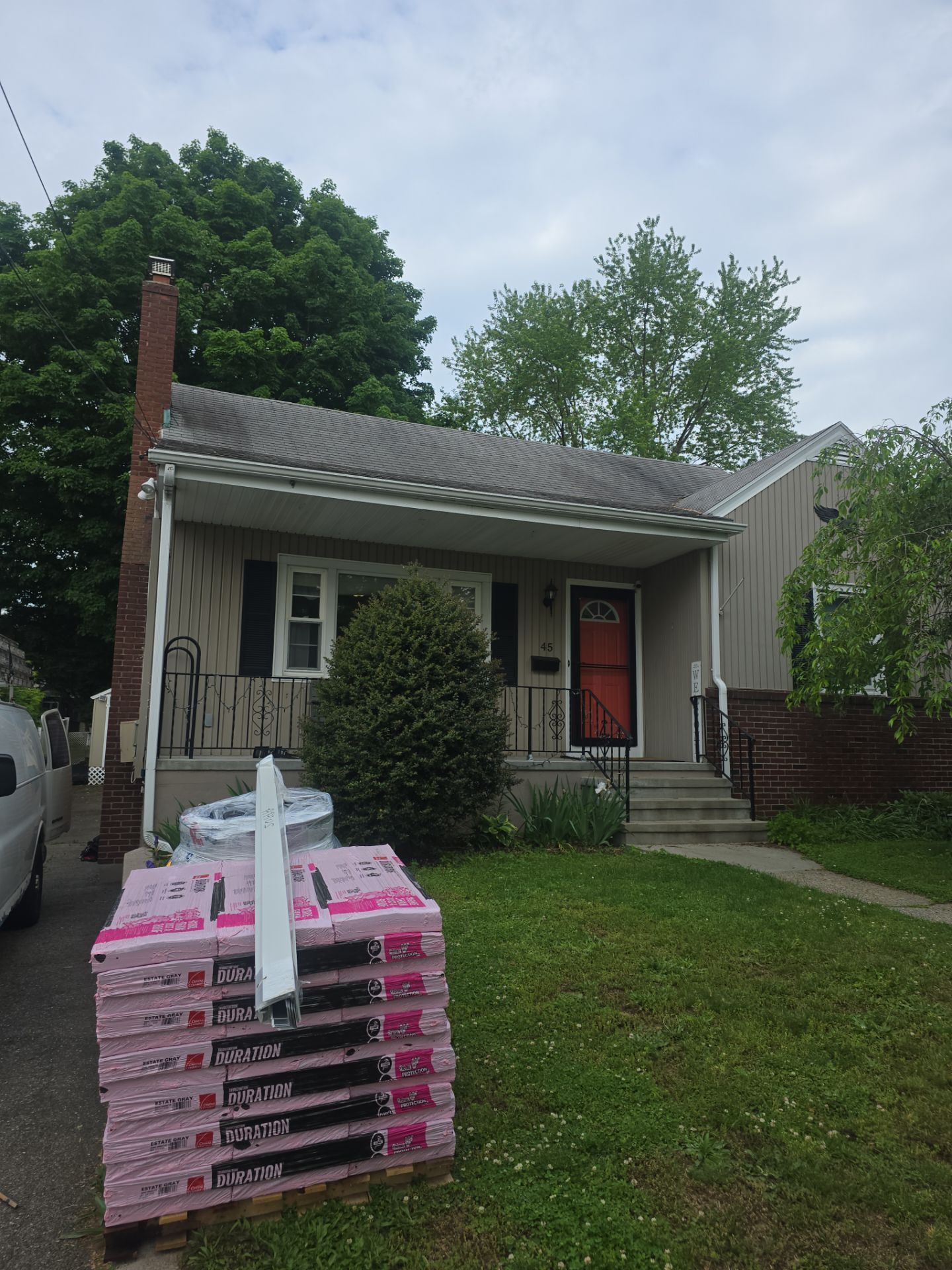 Residential Roofing Replacement Featuring Owens Corning Estate Gray Shingles in Milford by A Plus Exterior