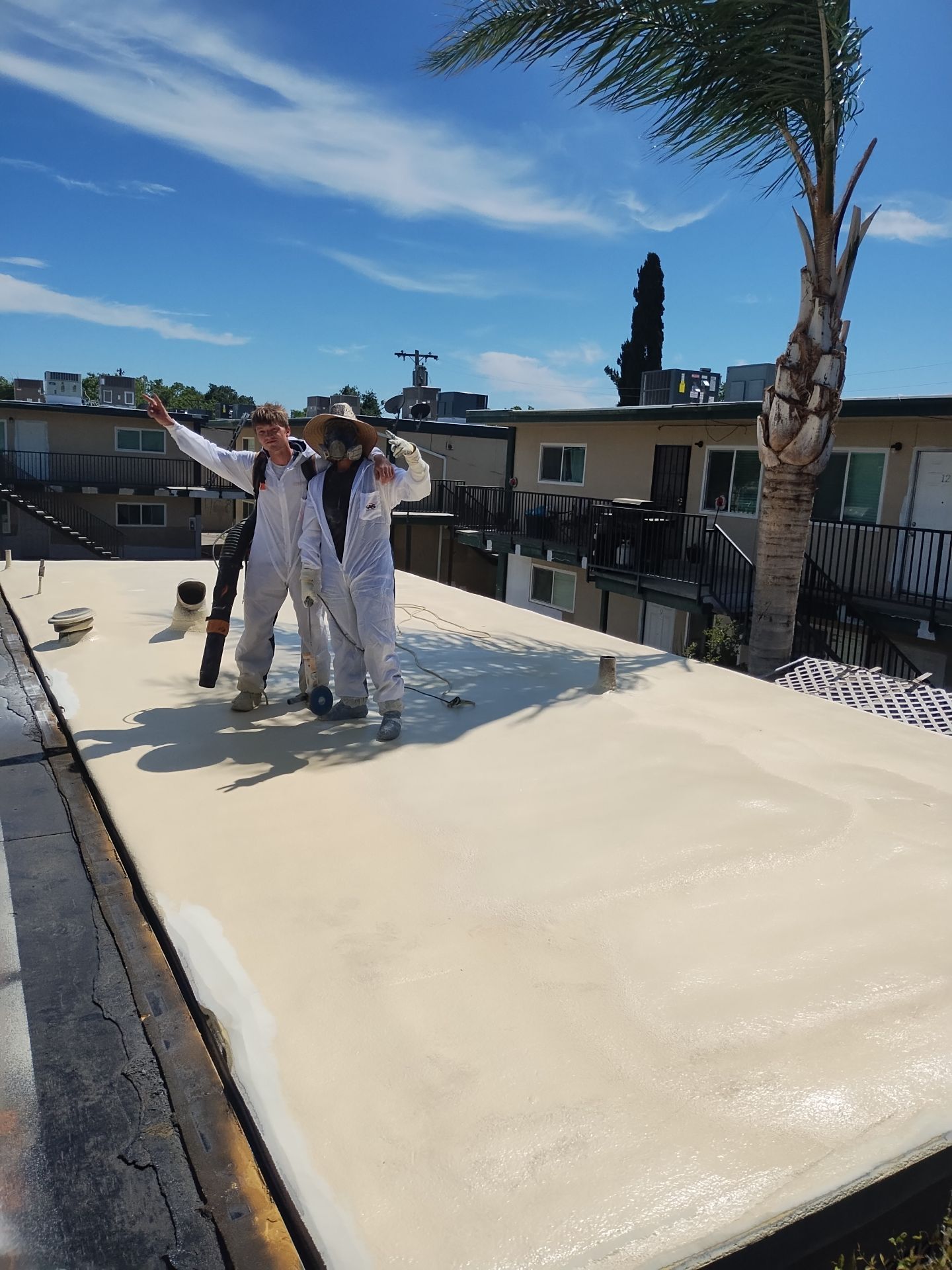Foam Refurbish using General Coatings acrylic coatings and spray foam by Straight Edge Roofing Inc