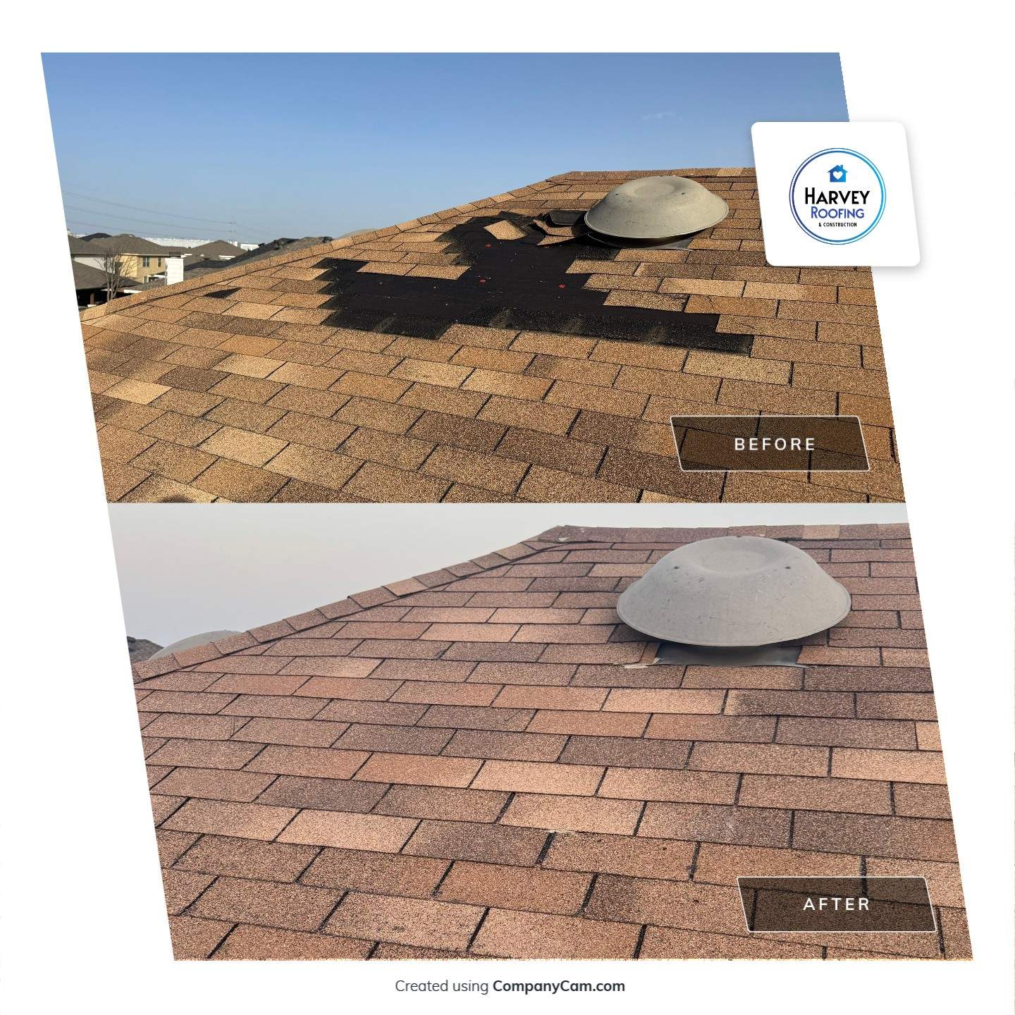 Residential Roofing Repair using Various Roof Repair Materials by Harvey Roofing & Construction