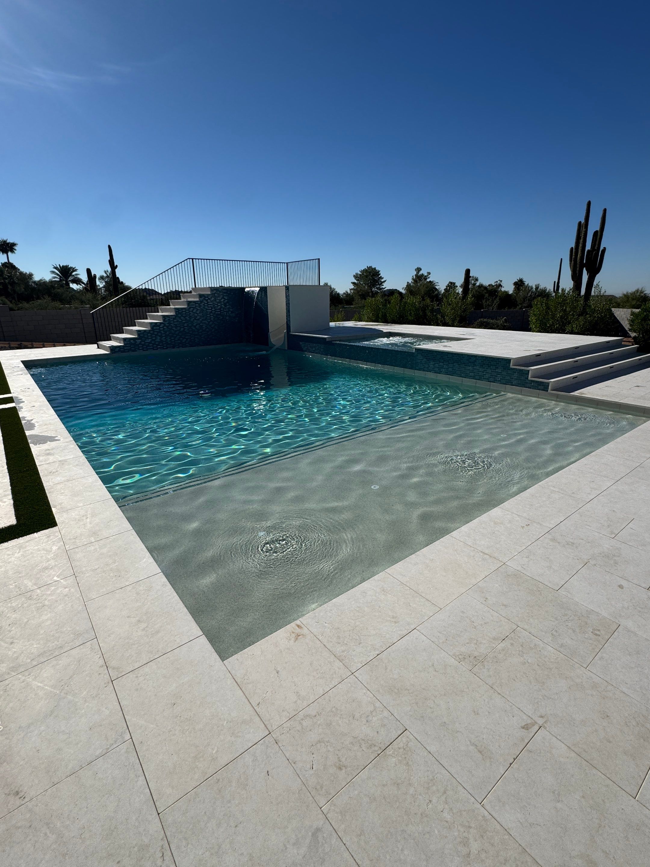 Pool and spa build with slide & outdoor kitchen 