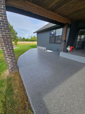 Slate Hybrid Concrete Patio and Apron Coating in Post Falls