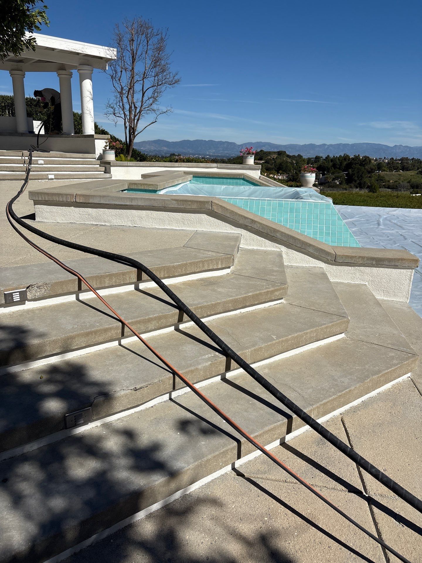 Sandblasting Concrete Back Patio In Calabasas, CA by La Power Washing Inc