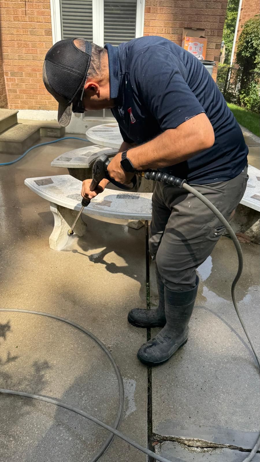 Residential Concrete Sidewalk Installation and Patio Power Washing in Maple