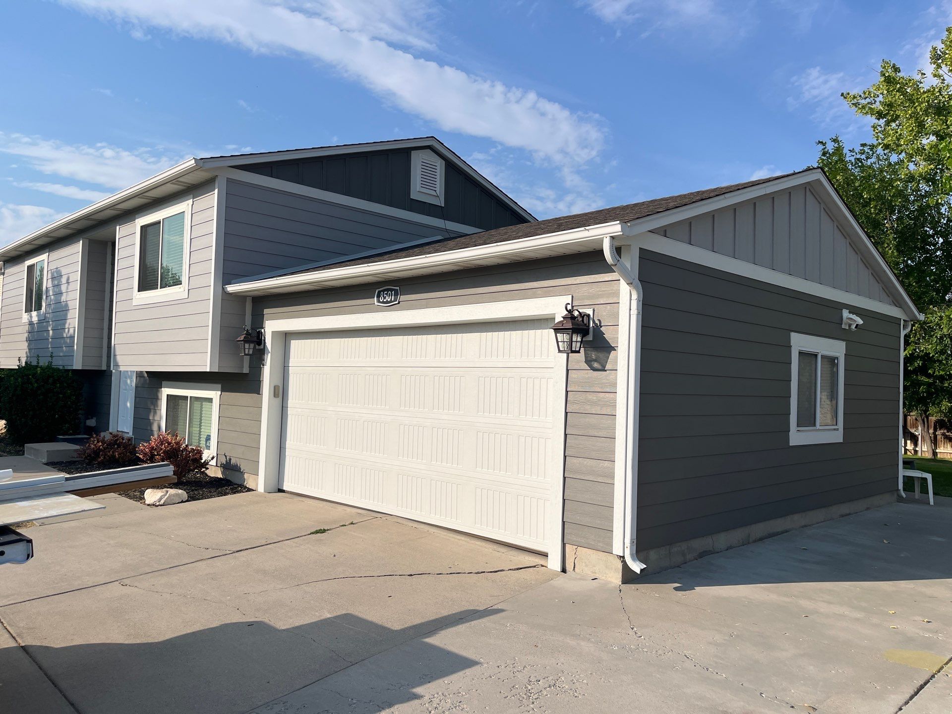 Salt Lake City | Mixed Profile Hardie Upgrade | Arctic White & Iron Gray by Ideal Siding Utah